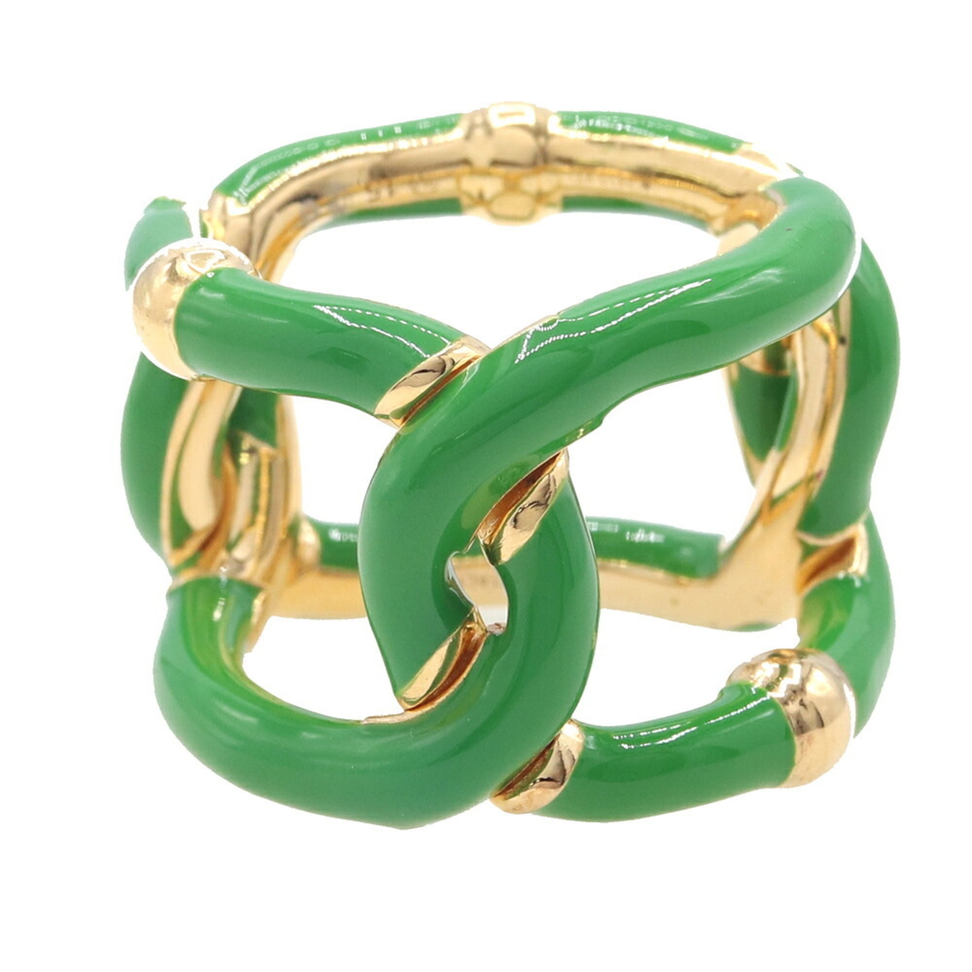 Bottega Veneta Gold Enamel Sterling Silver 925 Band Ring (Pre-Owned)