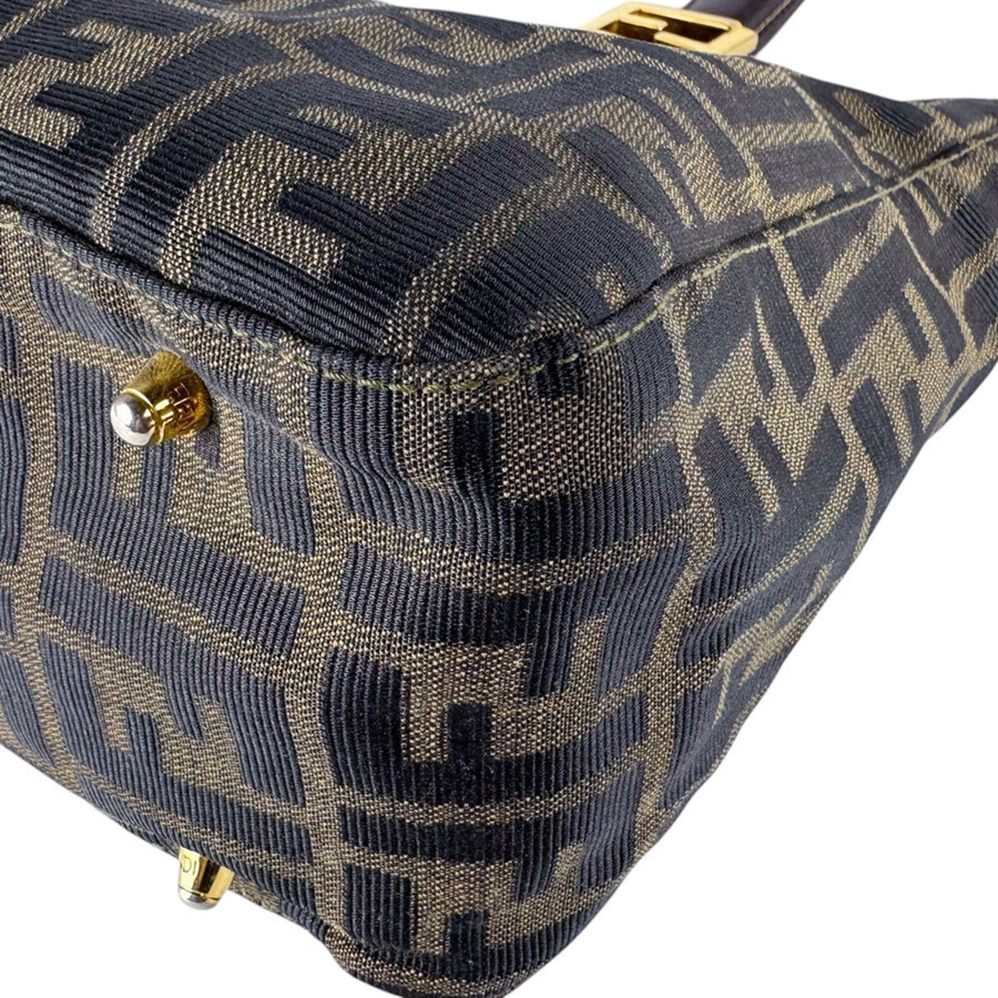 Fendi Brown Nylon Canvas Leather Handbag (Pre-Owned)