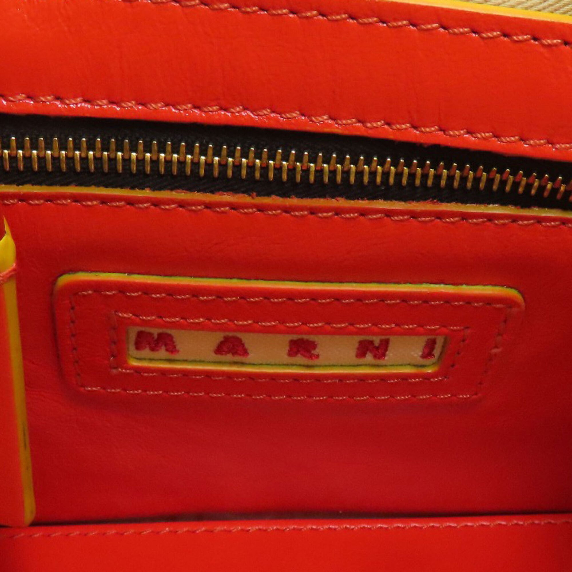 Marni Beige Red Color Leather Handbag (Pre-Owned)