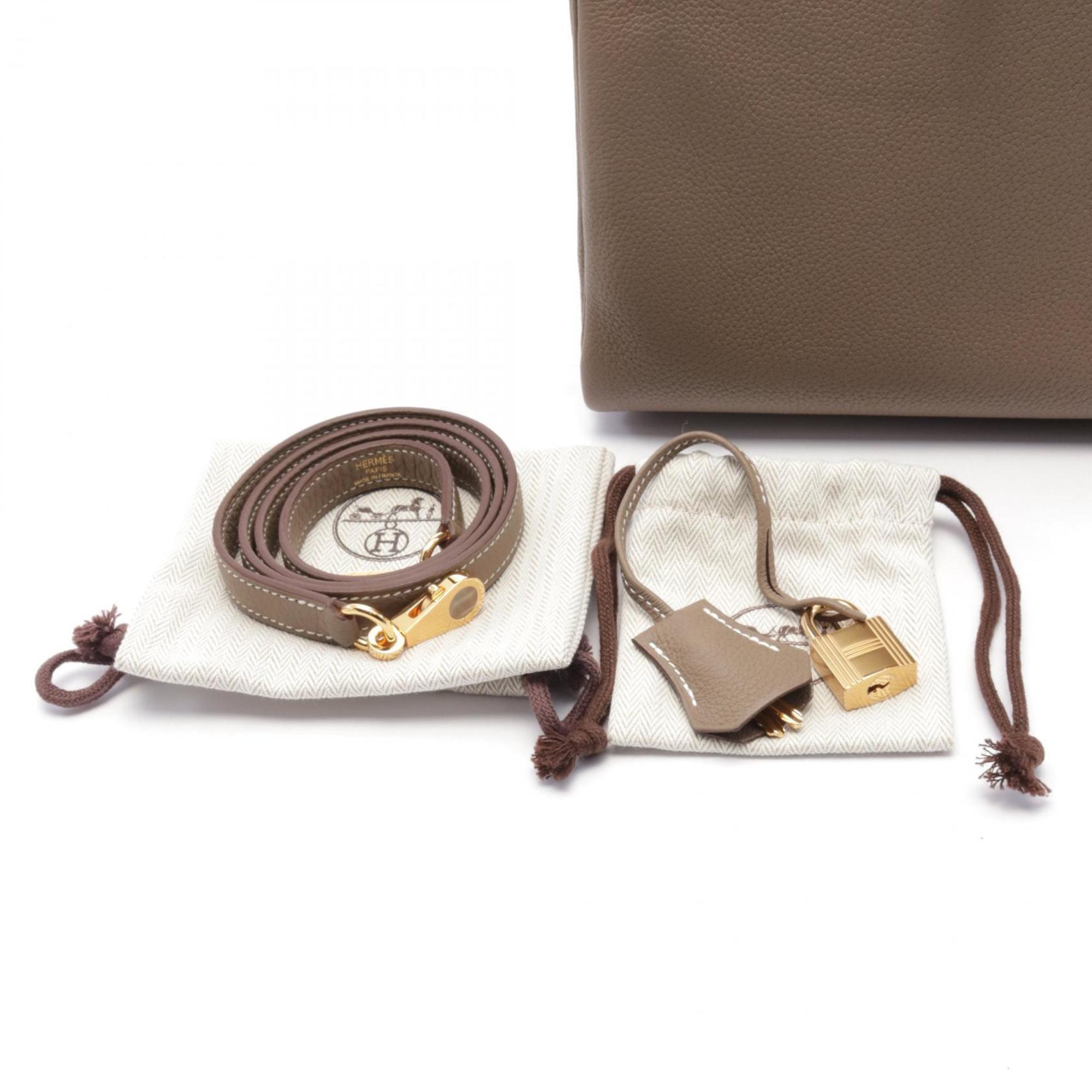Hermes Brown Etoupe Gray Togo Leather Handbag (Pre-Owned)