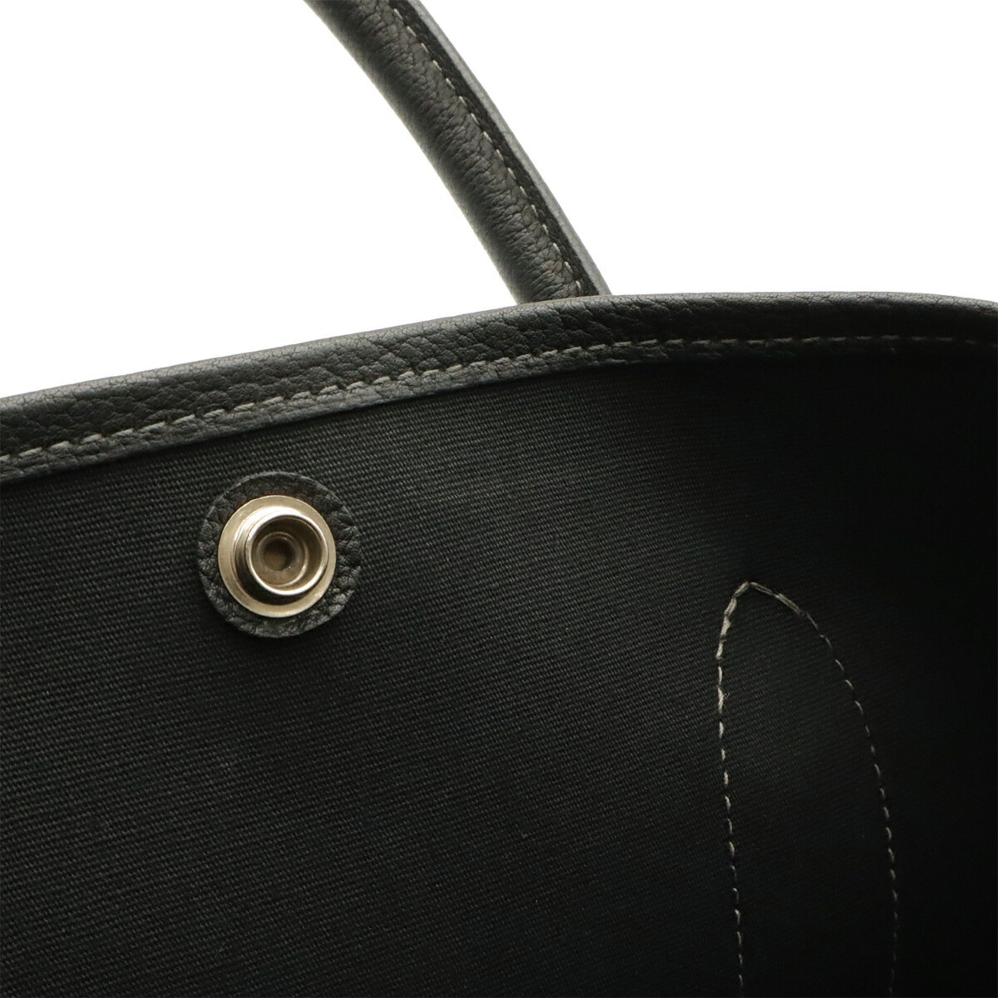 Hermes Black Toile Officier Leather Shoulder Bag Tote Bag (Pre-Owned)