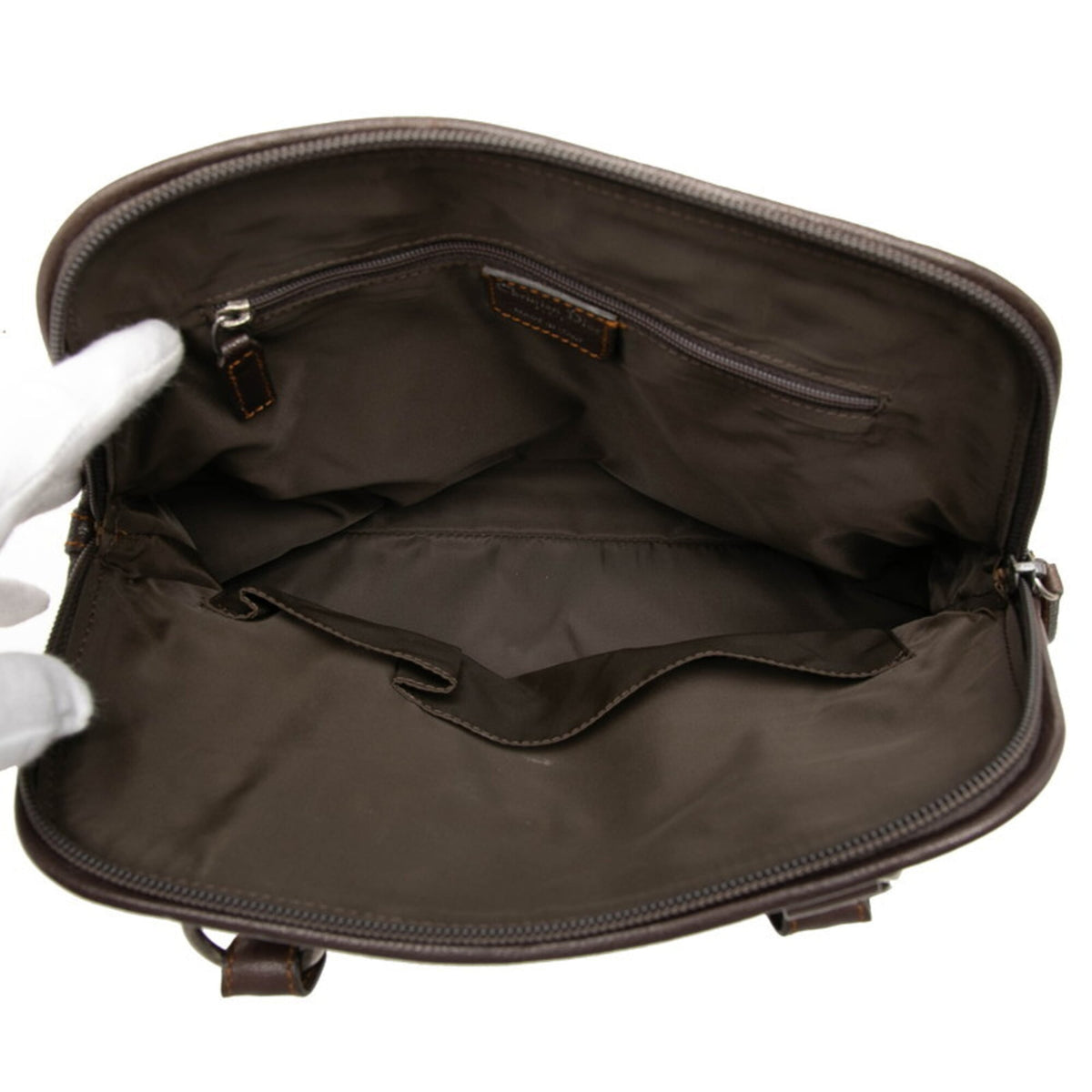 Christian Dior Trotter Beige Brown Canvas Leather Handbag (Pre-Owned)
