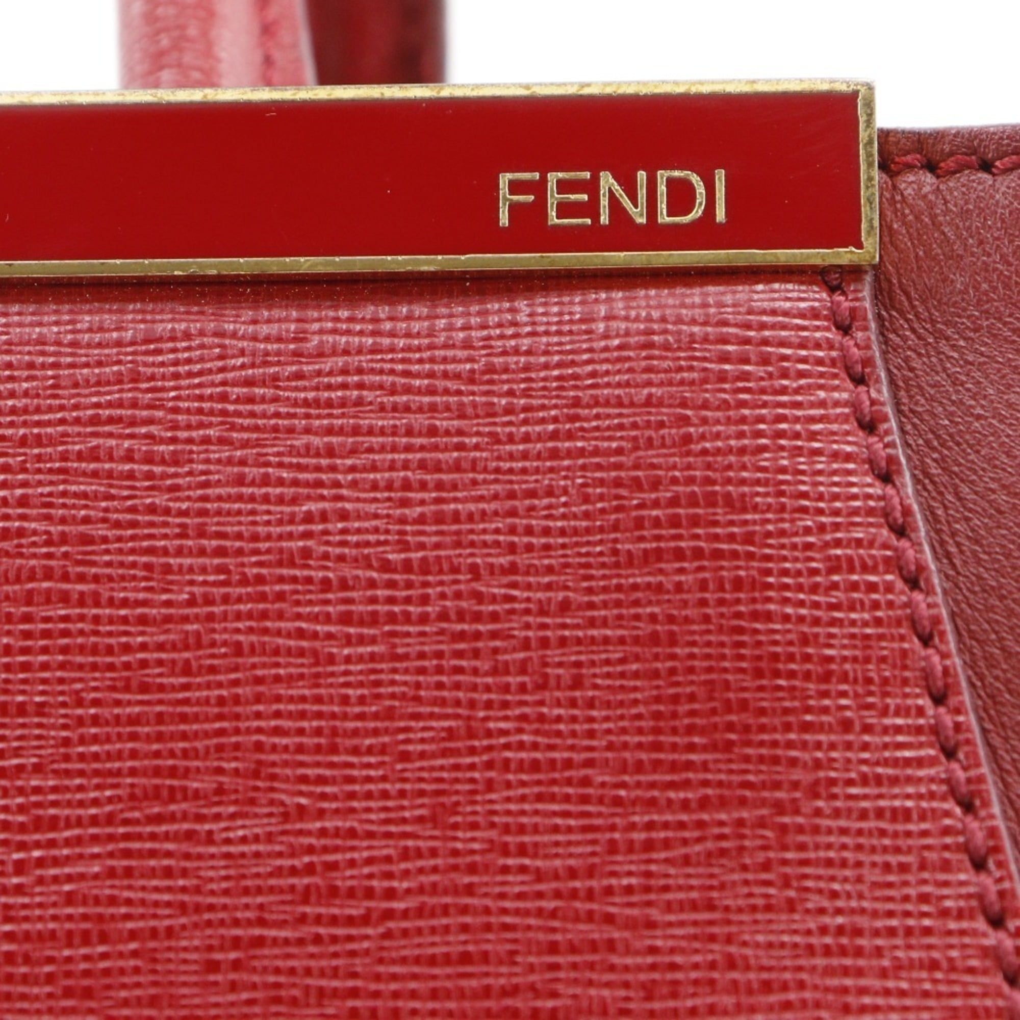 Fendi Red Color Leather Handbag (Pre-Owned)