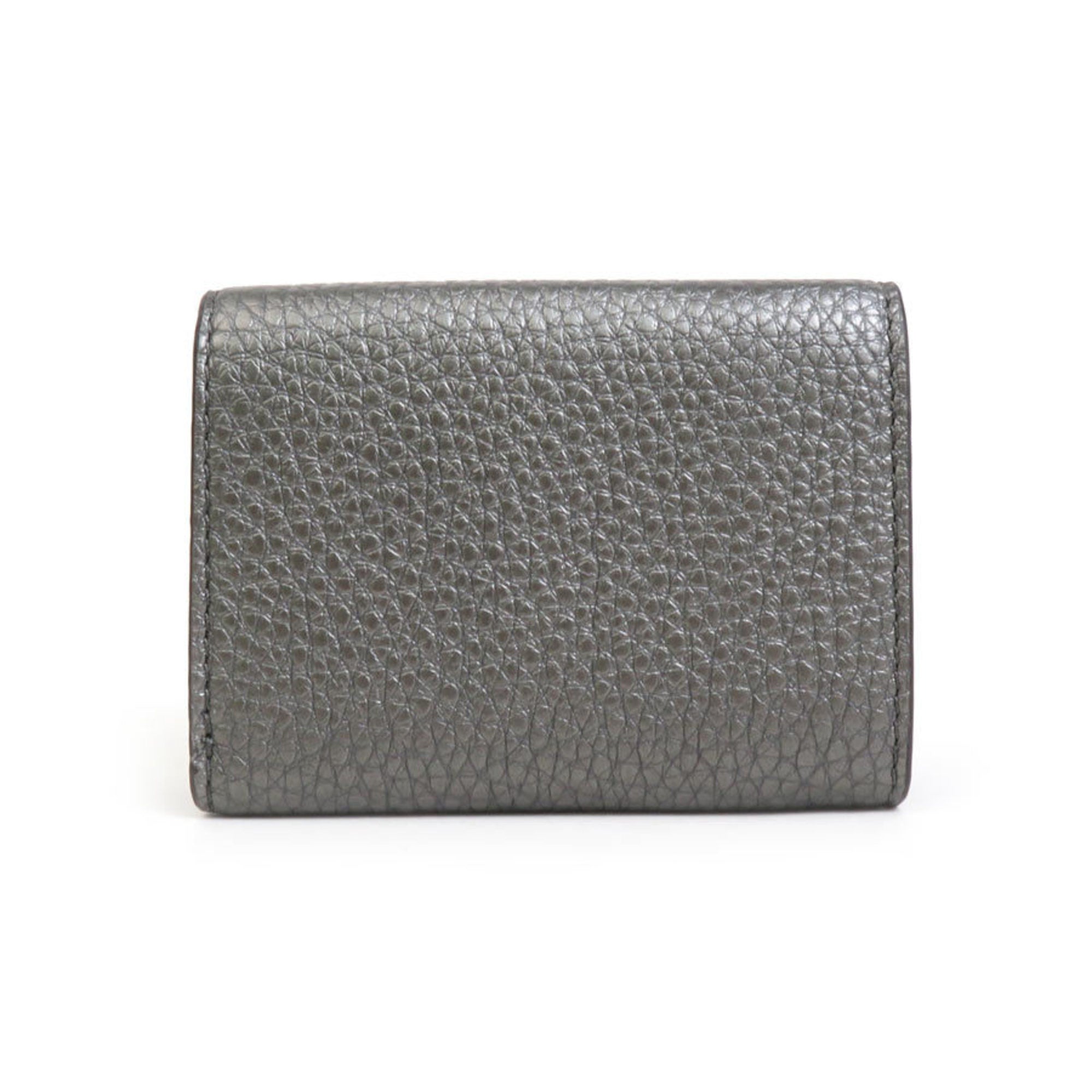 Fendi Metallic Gray Leather Wallet (Tri-Fold) (Pre-Owned)