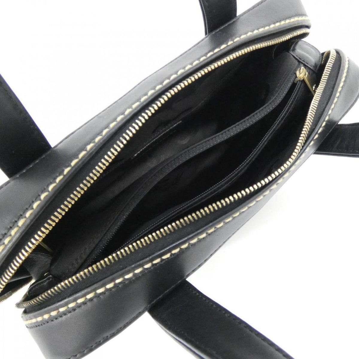 Chanel Beige Black Leather Handbag Pouch (Pre-Owned)