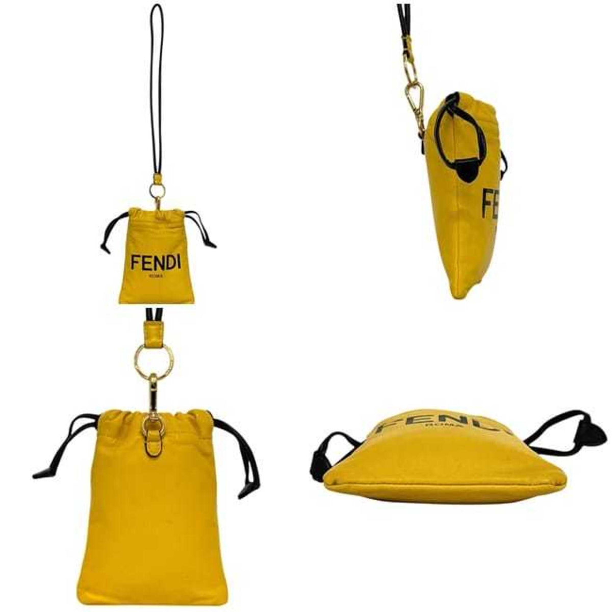 Fendi Yellow Leather Pouch Shoulder Bag (Pre-Owned)