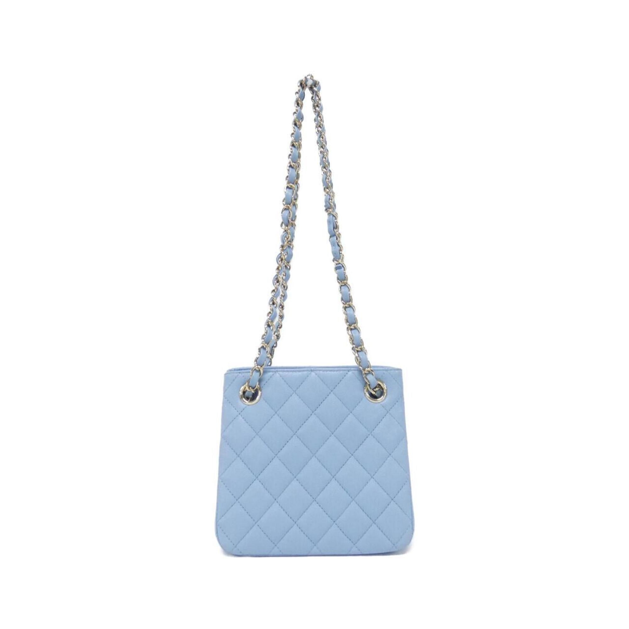 Chanel Light Blue Grained Calfskin Shoulder Bag (Pre-Owned)