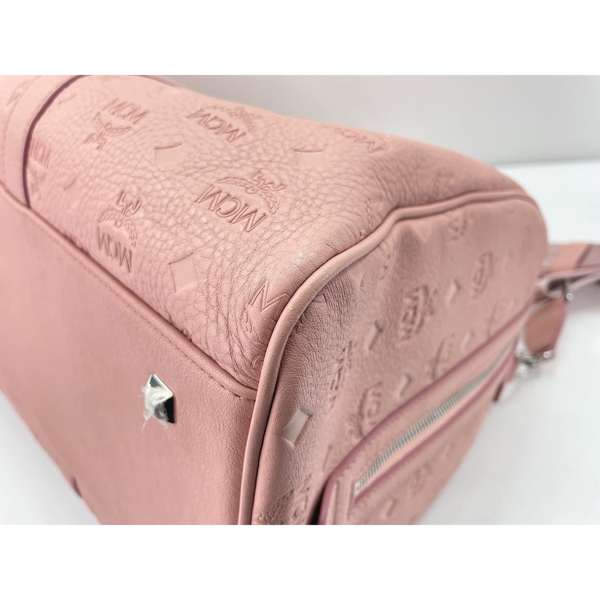 Mcm Pink Leather Boston Bag Weekend Bag (Pre-Owned)