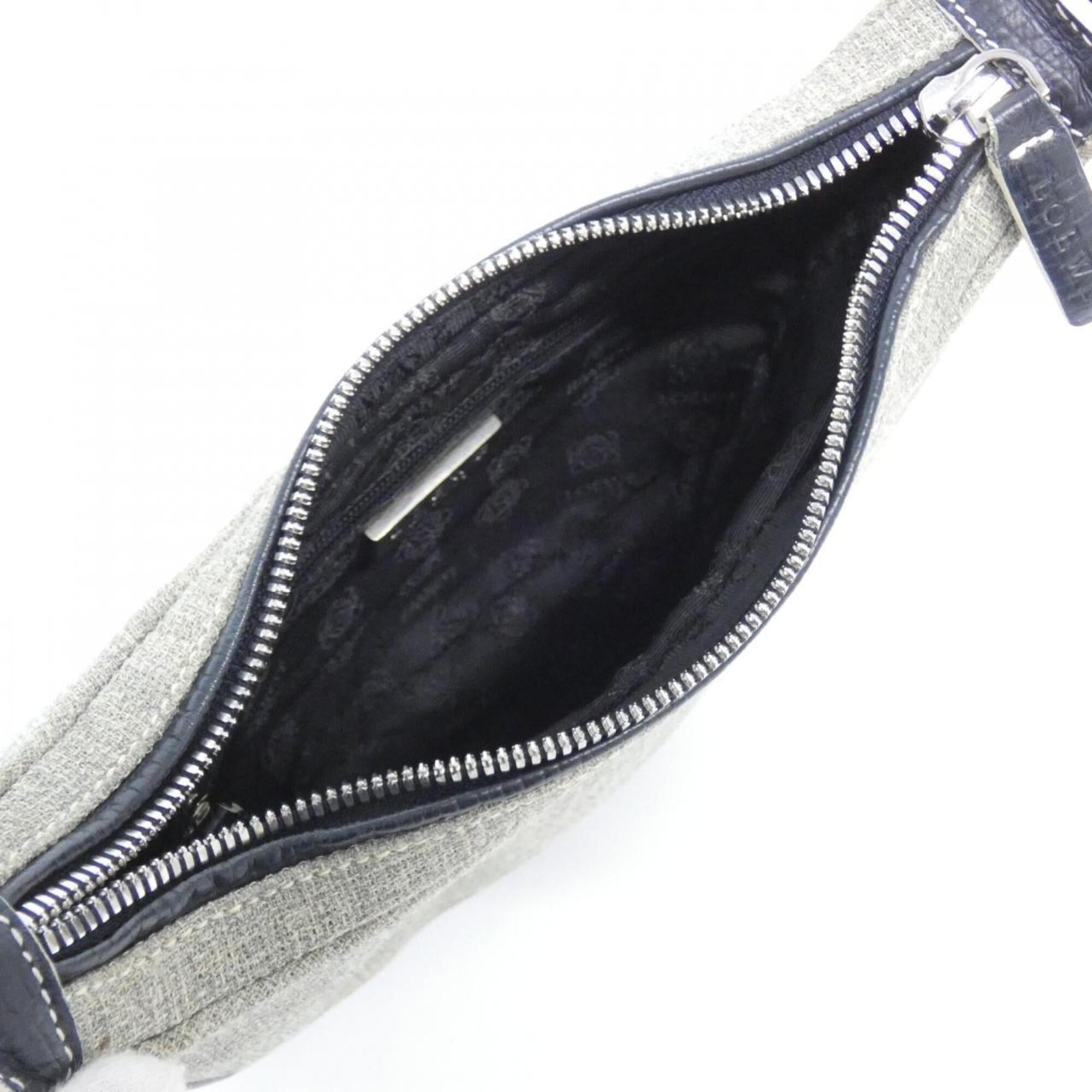 Loewe Gray Navy Canvas Leather Shoulder Bag (Pre-Owned)