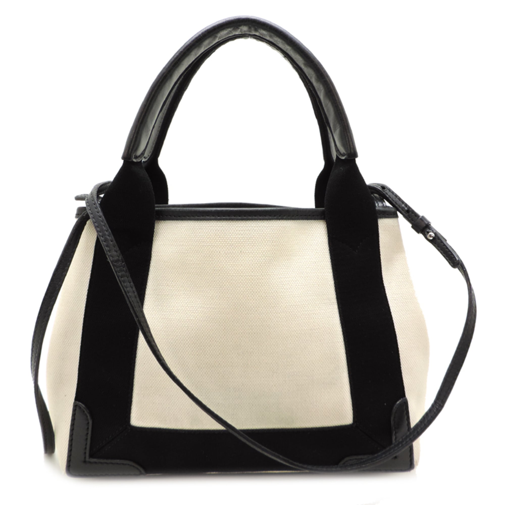 Balenciaga Black White Canvas Leather Handbag Pouch (Pre-Owned)