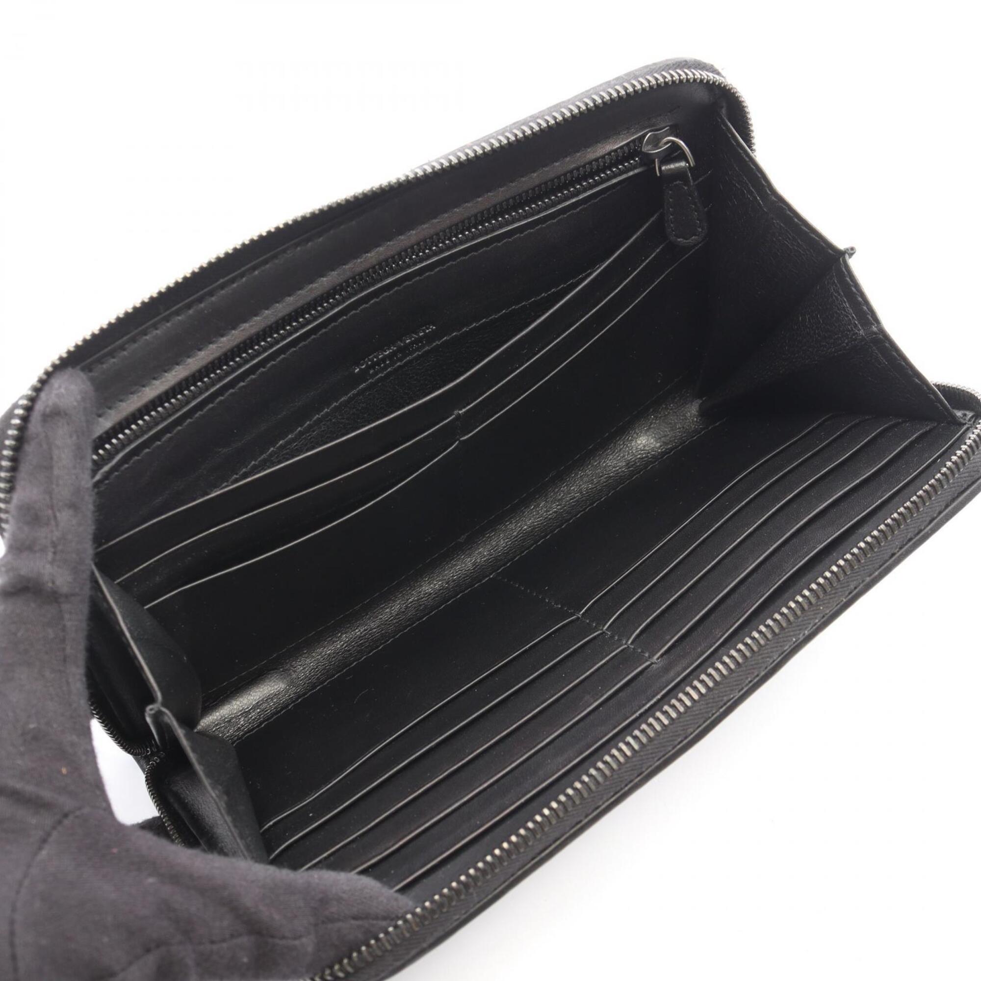 Bottega Veneta Black Leather Long Wallet (Bi-Fold) (Pre-Owned)