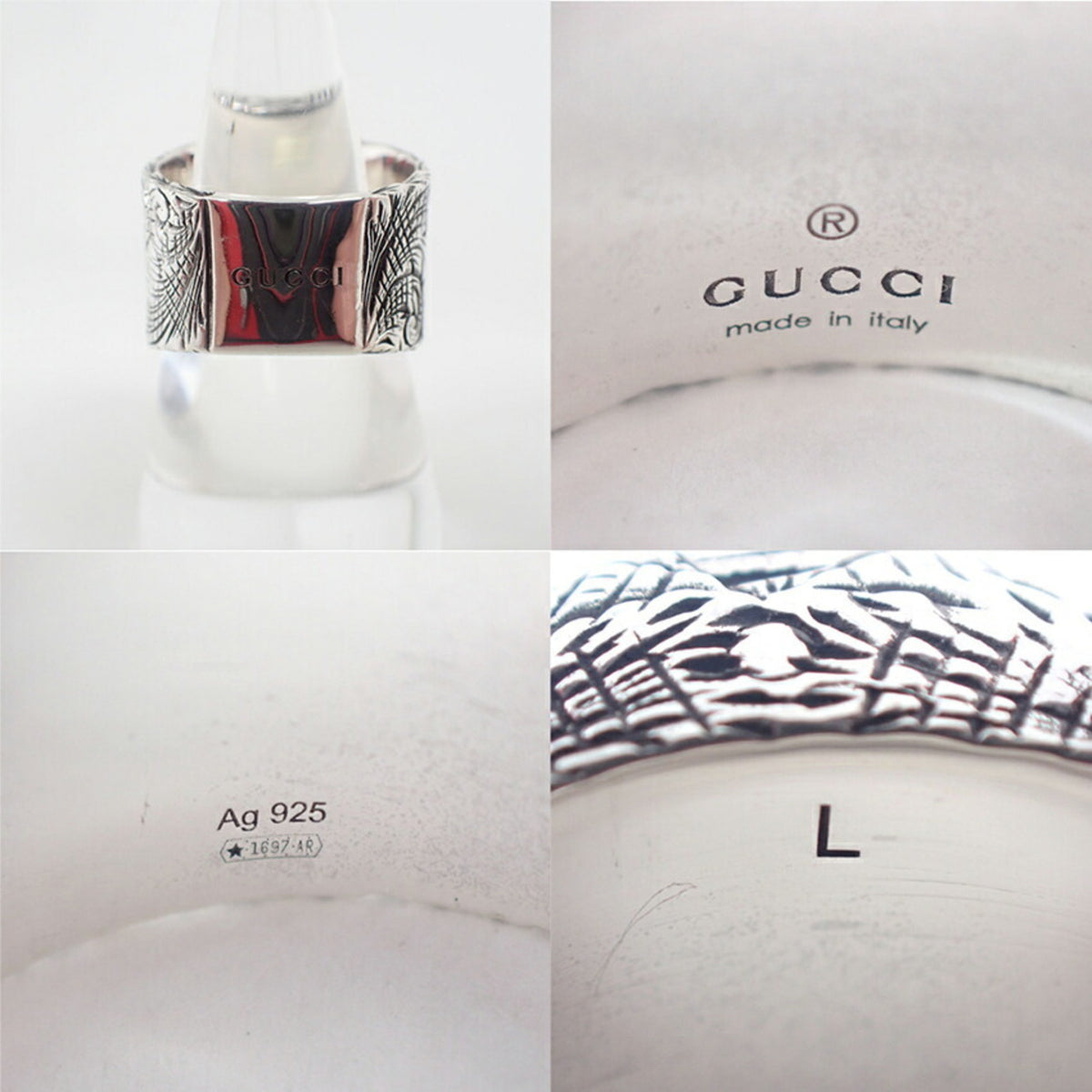 Gucci Sterling Silver 925 Band Ring (Pre-Owned)