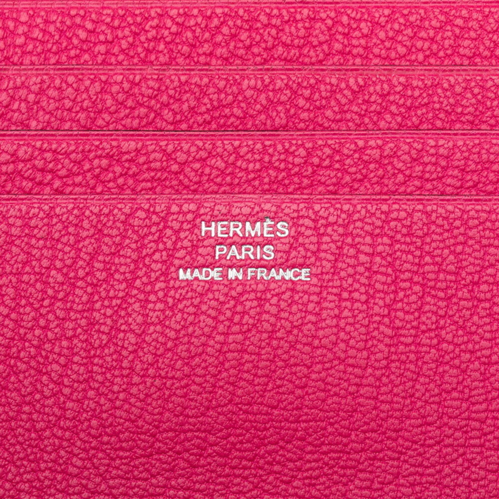 Hermes Pink Rose Shocking Chevre Leather Wallet (Tri-Fold) (Pre-Owned)