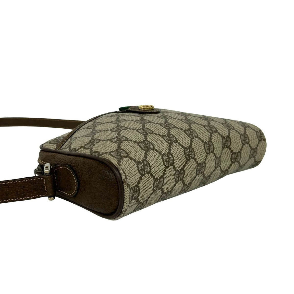 Gucci Brown Green Red Color Leather Pvc Pochette Shoulder Bag (Pre-Owned)