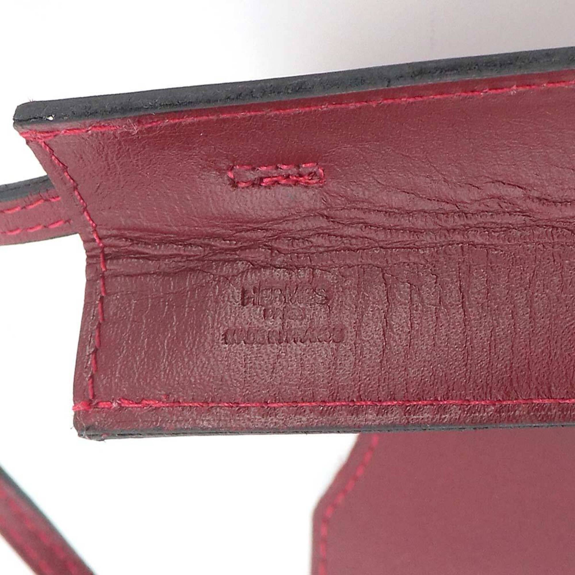 Hermes Rouge H Box Calf Leather Handbag Pochette Shoulder Bag (Pre-Owned)