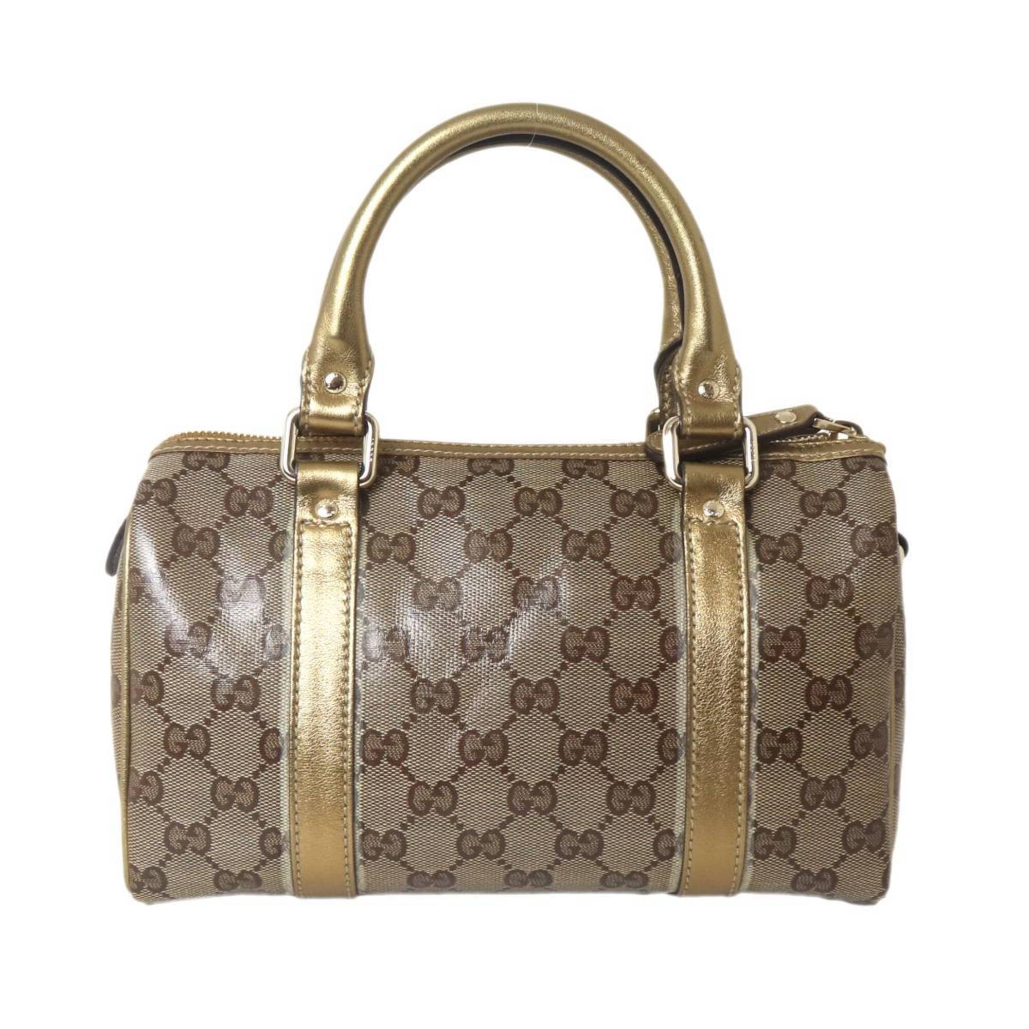 Gucci Gg Crystal Beige Brown Boston Bag Handbag (Pre-Owned)