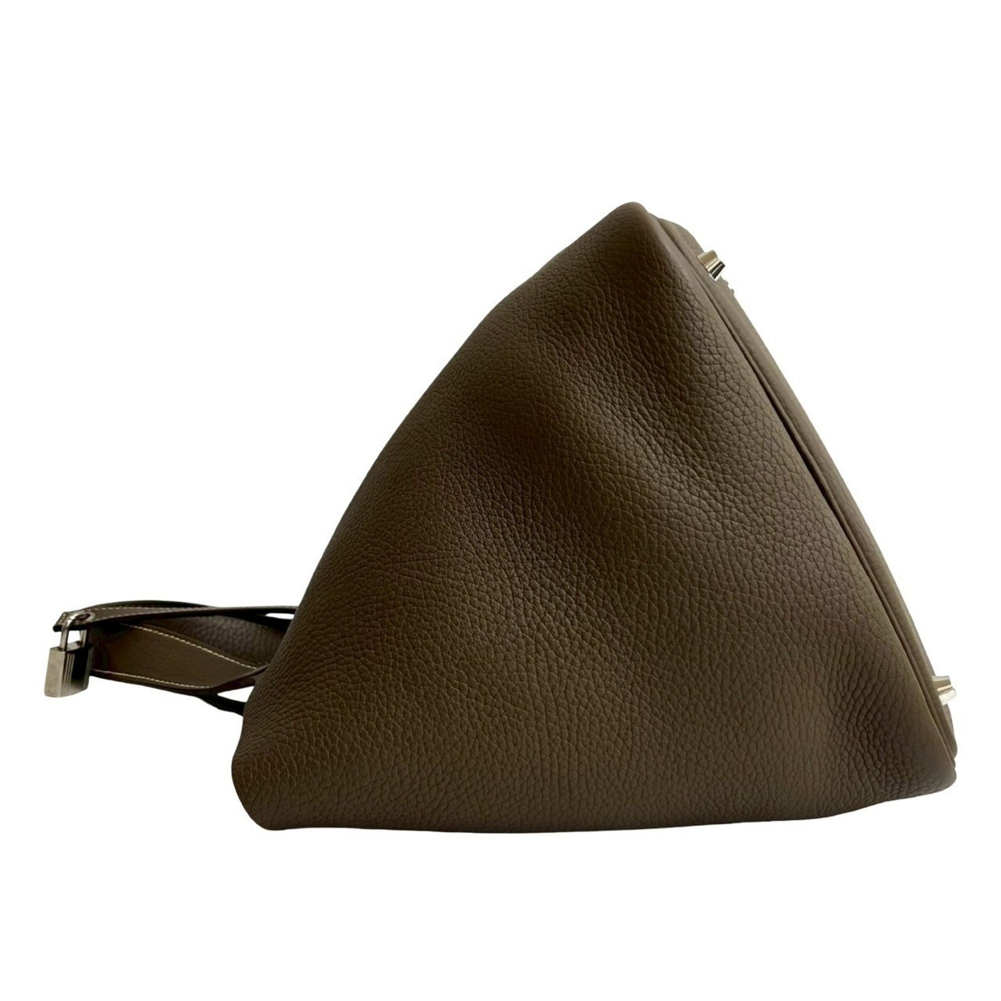 Hermes Brown Taurillon Clemence Leather Handbag Tote Bag (Pre-Owned)