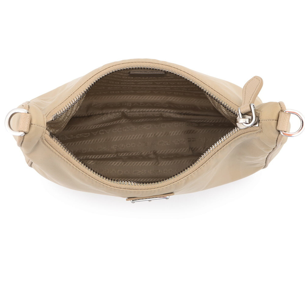 Prada Beige Nylon Leather Handbag Shoulder Bag (Pre-Owned)