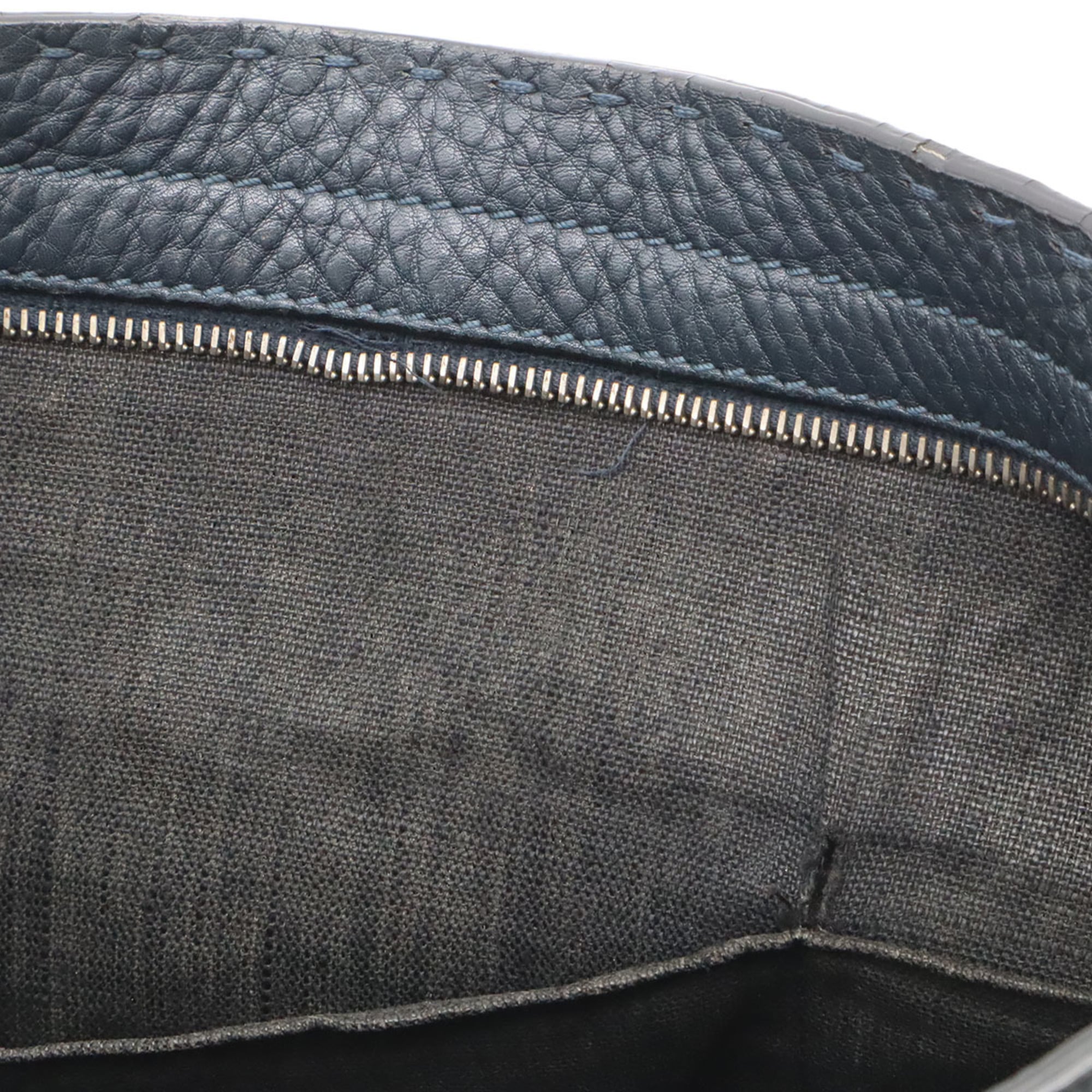 Fendi Selleria Navy Leather Shoulder Bag Tote Bag (Pre-Owned)
