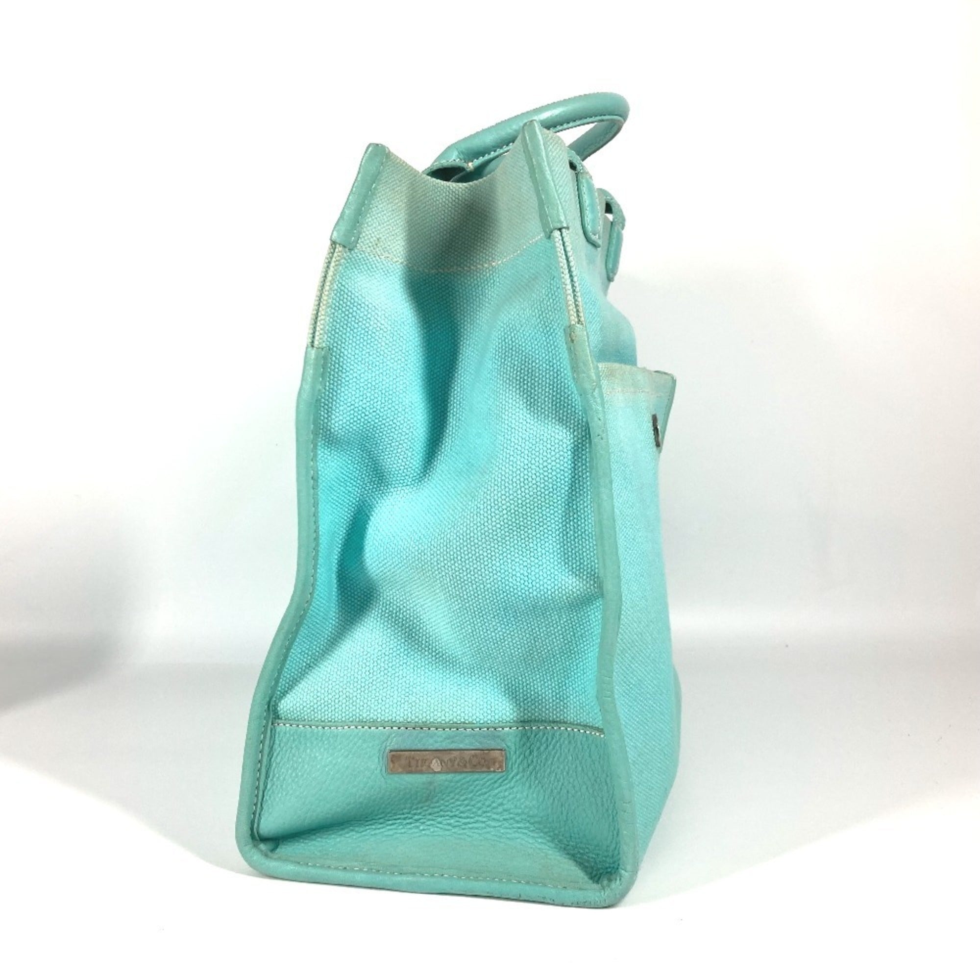 Tiffany Blue Canvas Handbag Shoulder Bag Tote Bag (Pre-Owned)