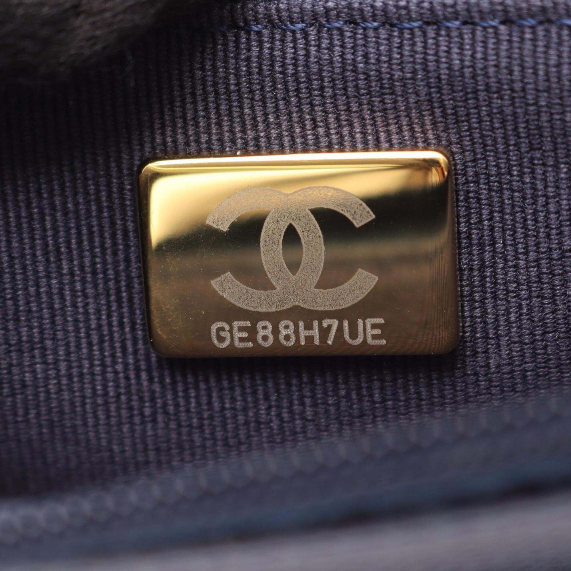 Chanel Navy Grained Calfskin Handbag Shoulder Bag (Pre-Owned)