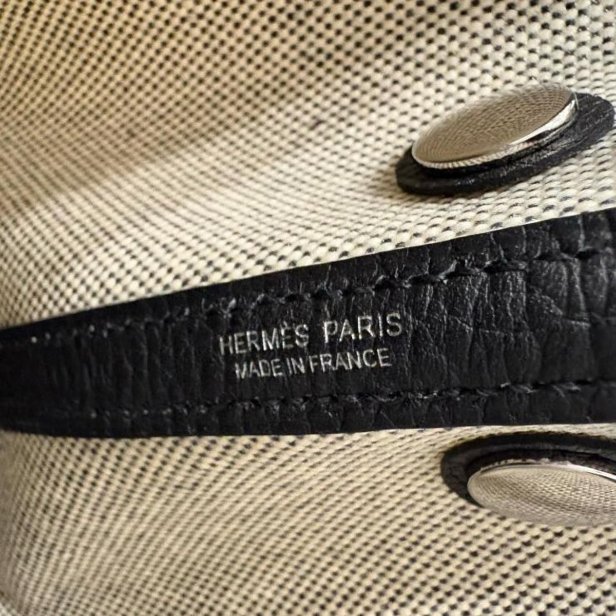 Hermes Black Ecru Negonda Leather Toile H Tote Bag (Pre-Owned)