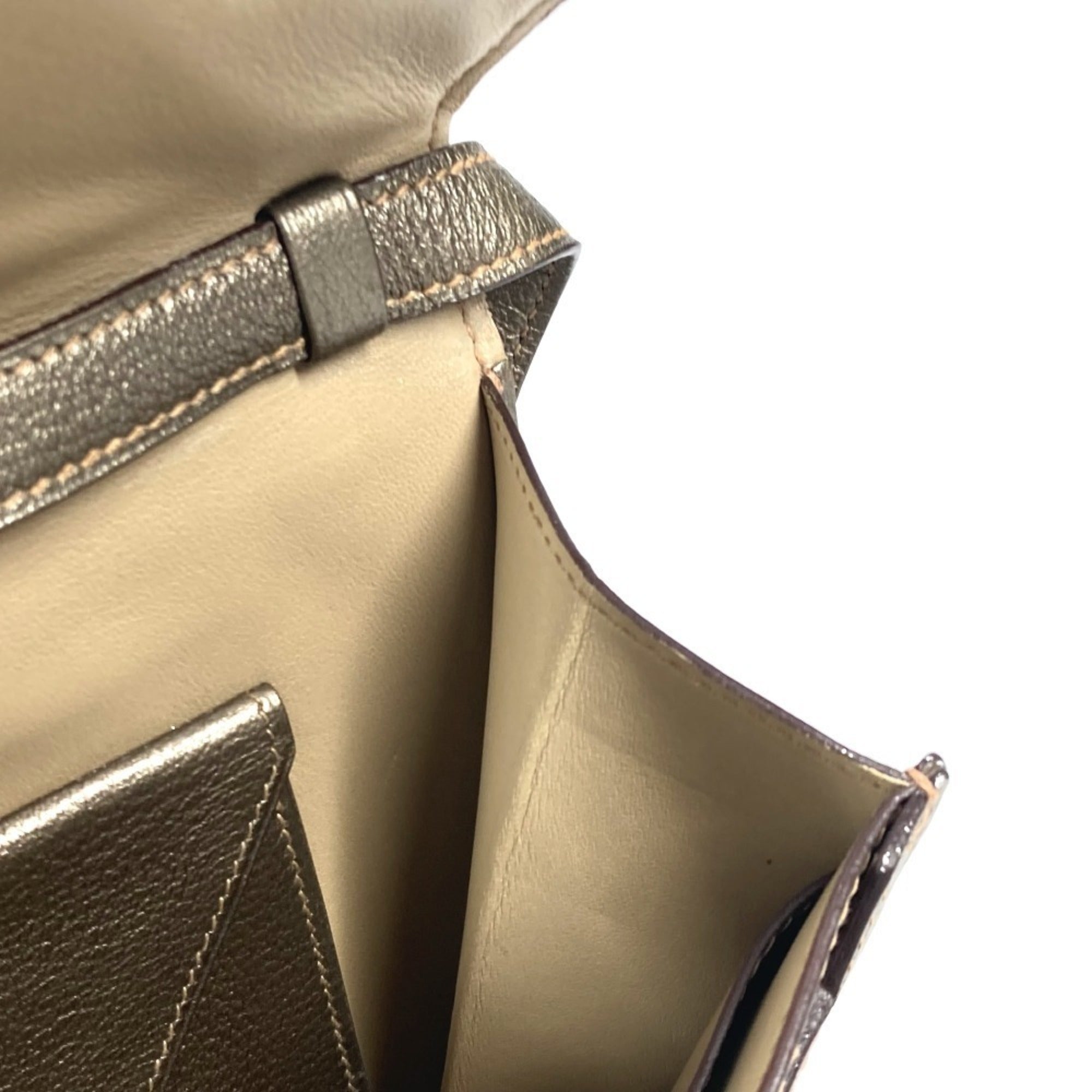 Hermes Gold Chevre Leather Handbag Pouch Shoulder Bag (Pre-Owned)