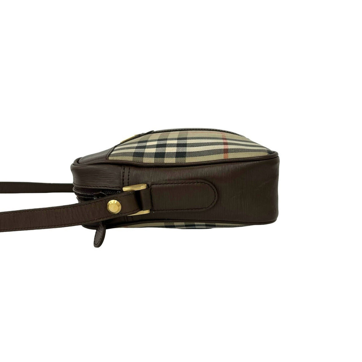 Burberry Beige Brown Canvas Leather Shoulder Bag (Pre-Owned)