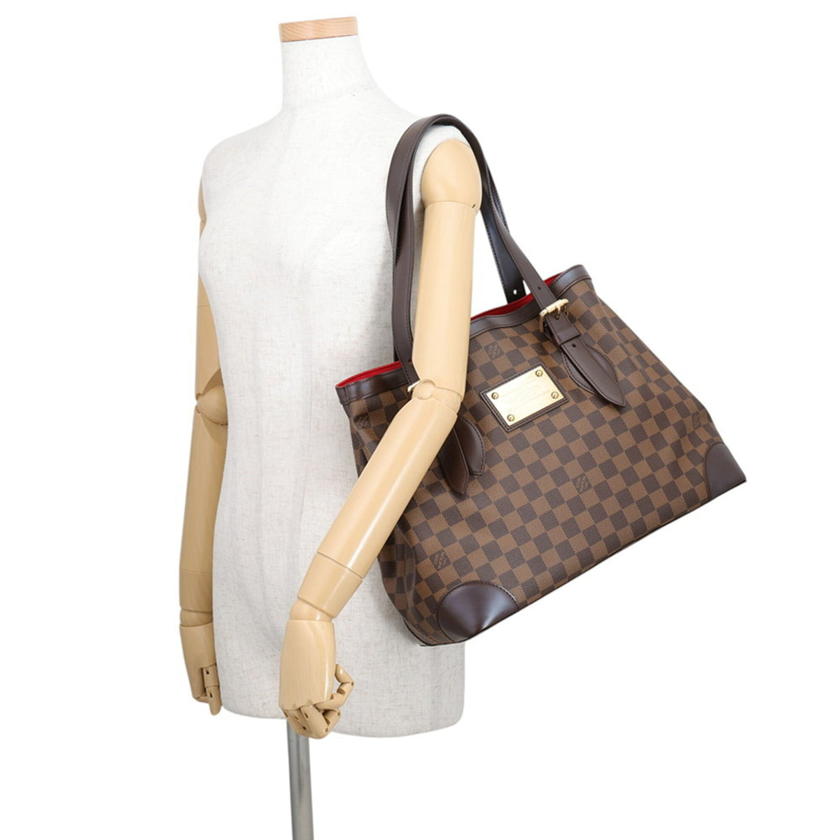 Louis Vuitton Damier Damier Canvas Ebene Red Color Damier Canvas Handbag Shoulder Bag Tote Bag (Pre-Owned)