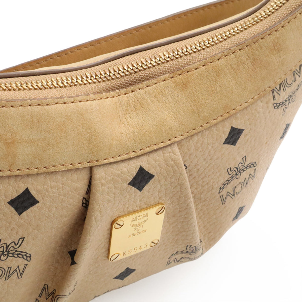 Mcm Beige Canvas Handbag Shoulder Bag (Pre-Owned)