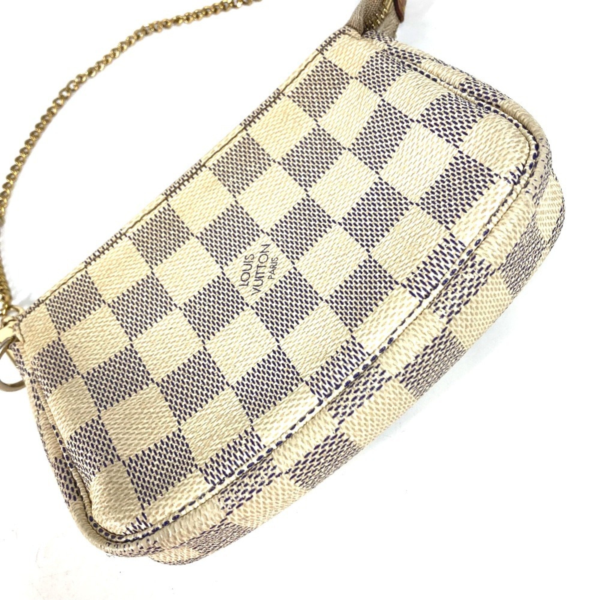 Louis Vuitton White Yellow Damier Azur Handbag Pochette Pouch (Pre-Owned)
