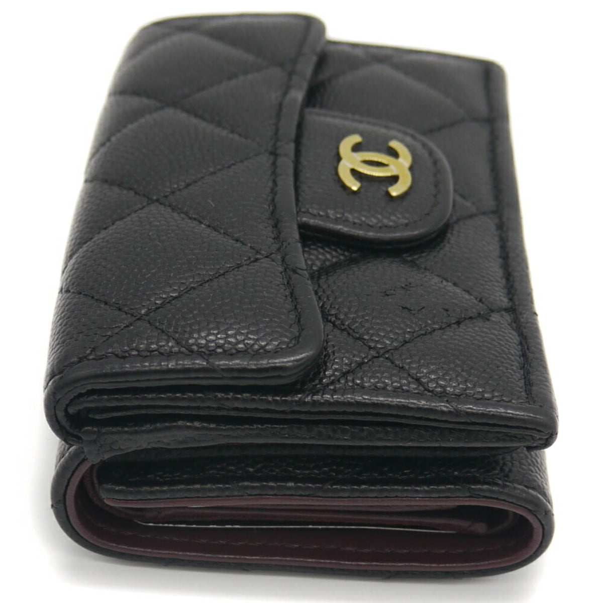 Chanel Black Grained Calfskin Wallet (Tri-Fold) (Pre-Owned)