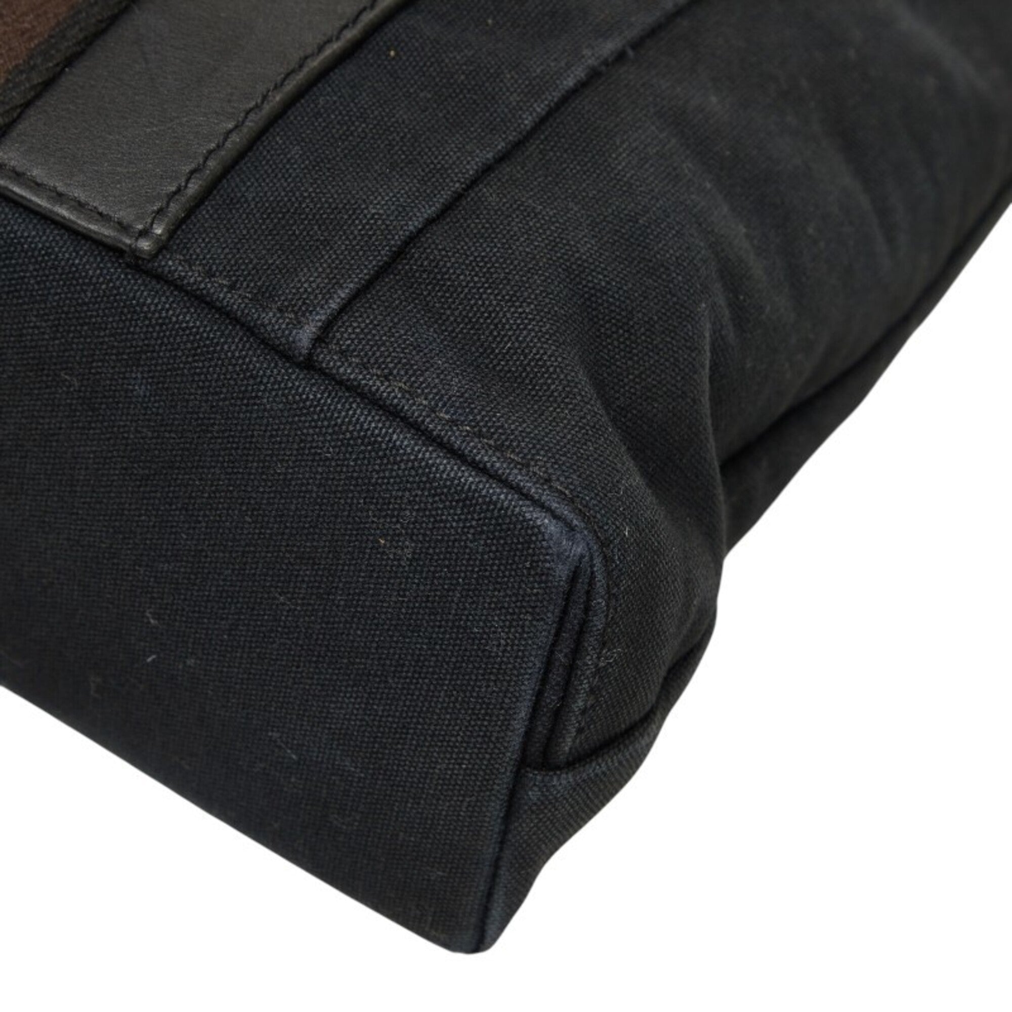 Hermes Black Canvas Leather Tote Bag (Pre-Owned)