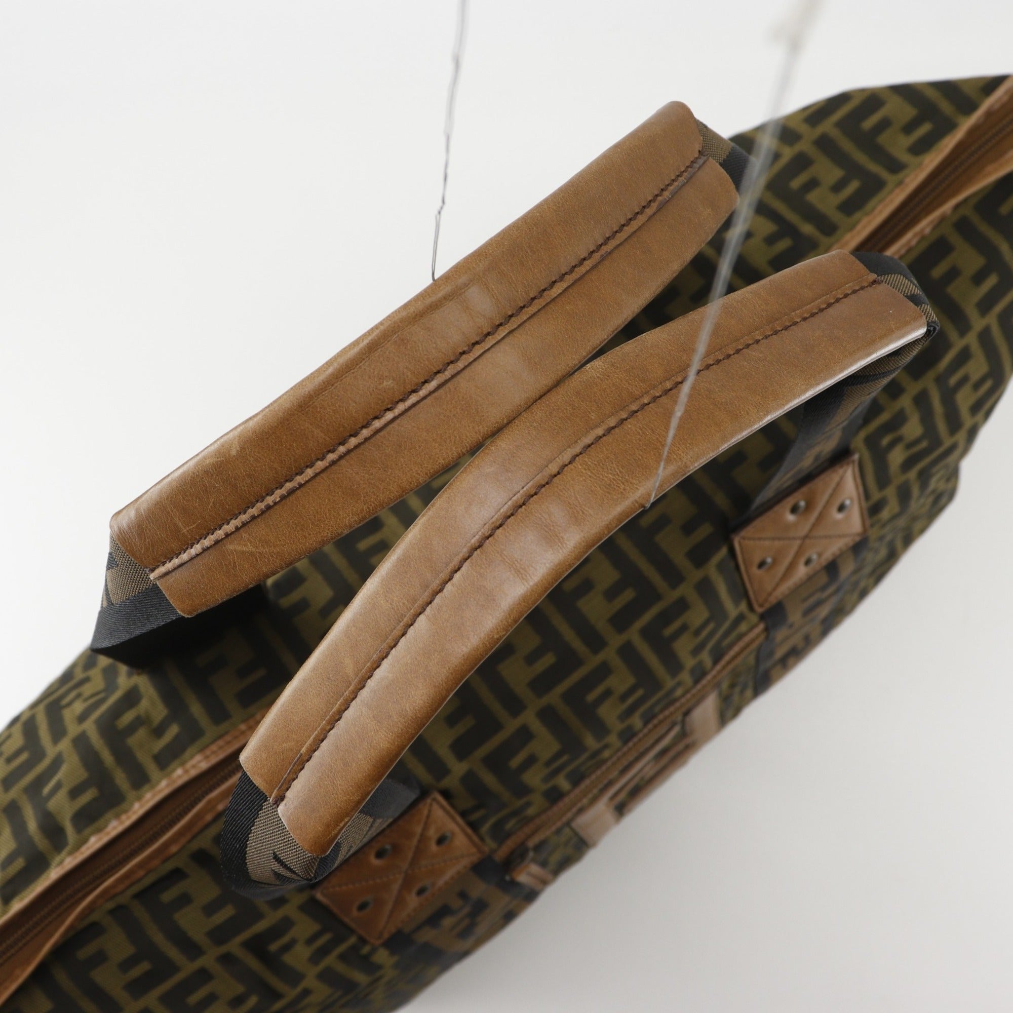 Fendi Zucca Brown Nylon Canvas Boston Bag (Pre-Owned)