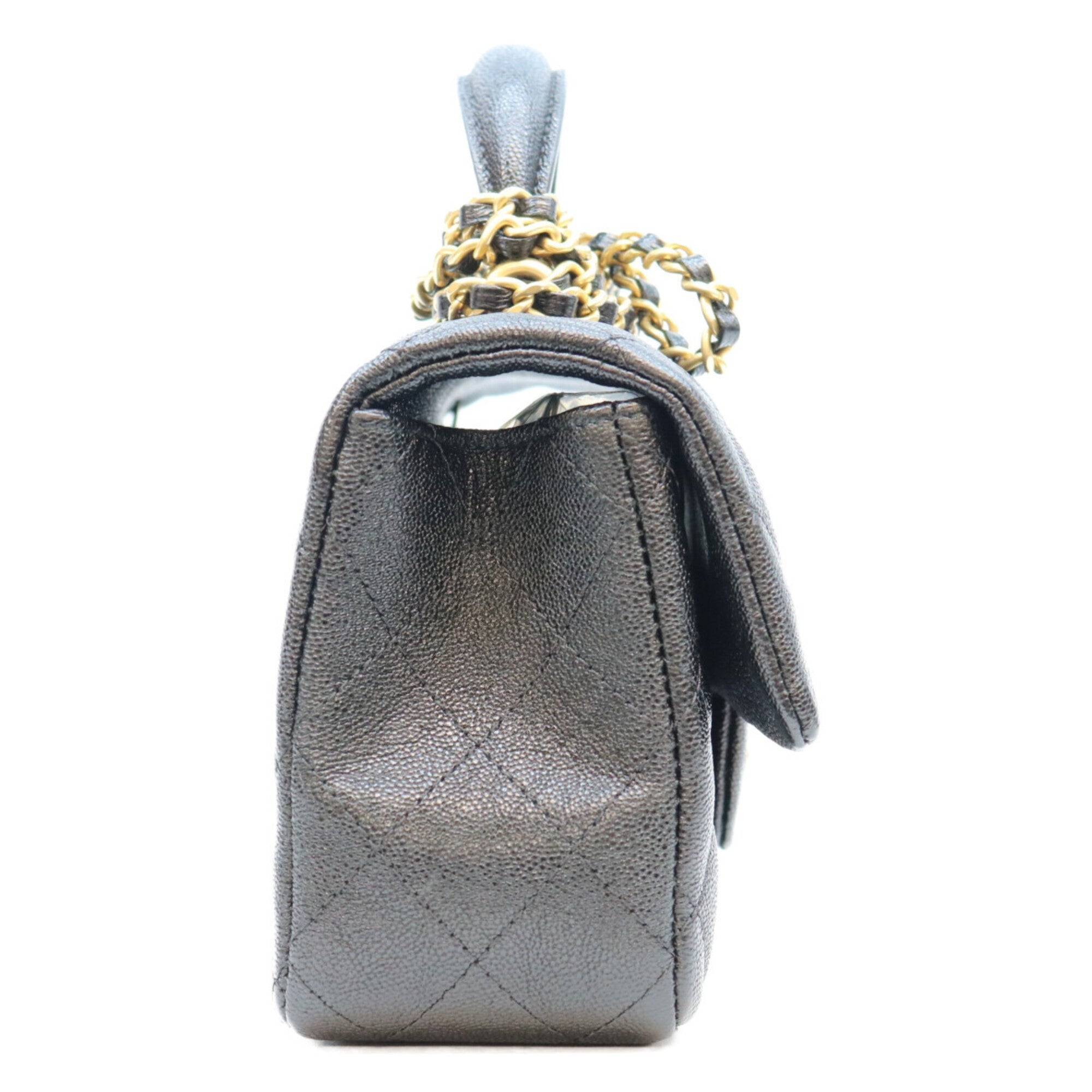Chanel Black Grained Calfskin Shoulder Bag (Pre-Owned)