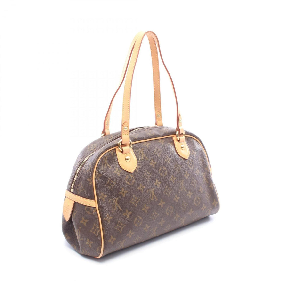 Louis Vuitton Brown Coated Canvas Leather Handbag Shoulder Bag (Pre-Owned)