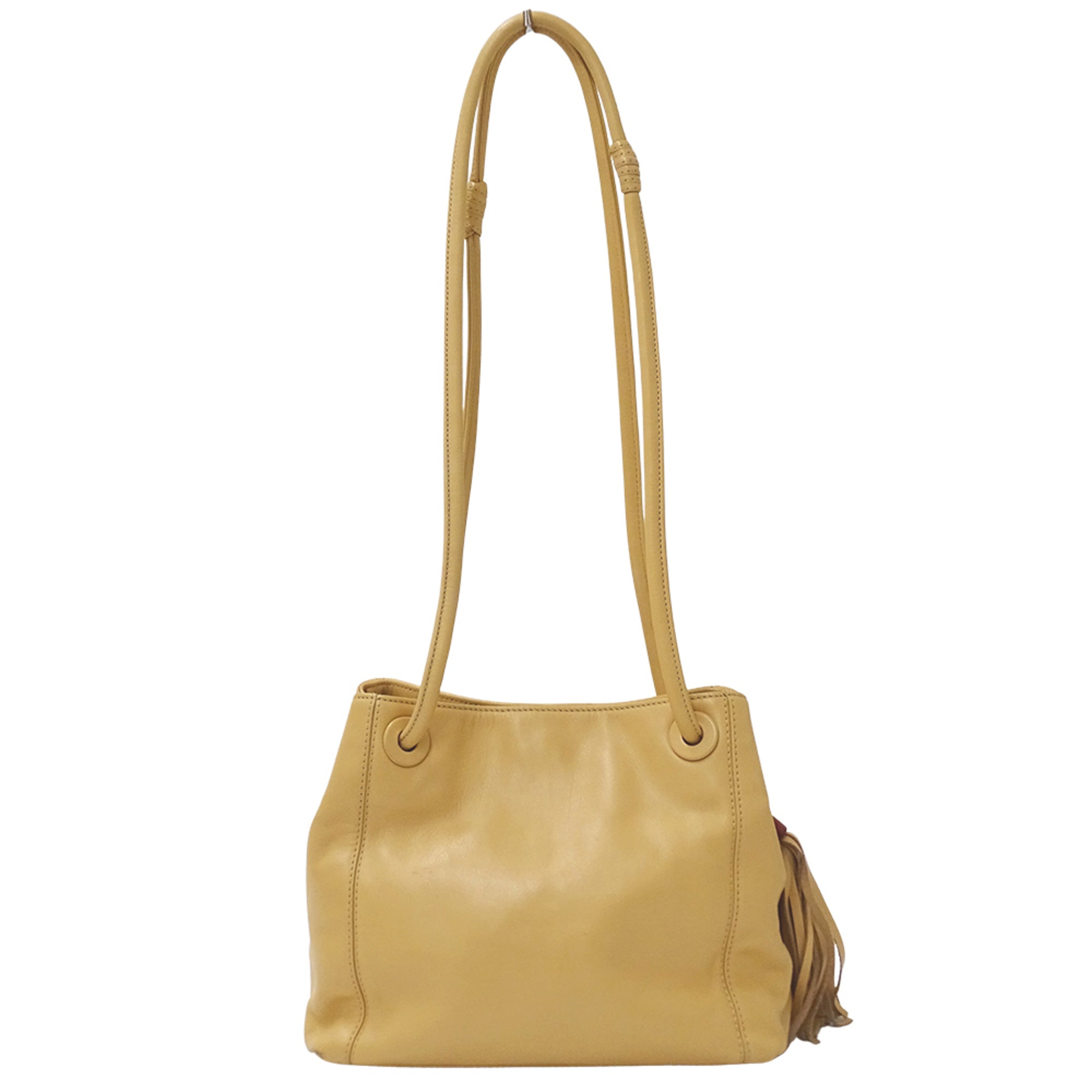 Chanel Beige Leather Handbag Shoulder Bag (Pre-Owned)