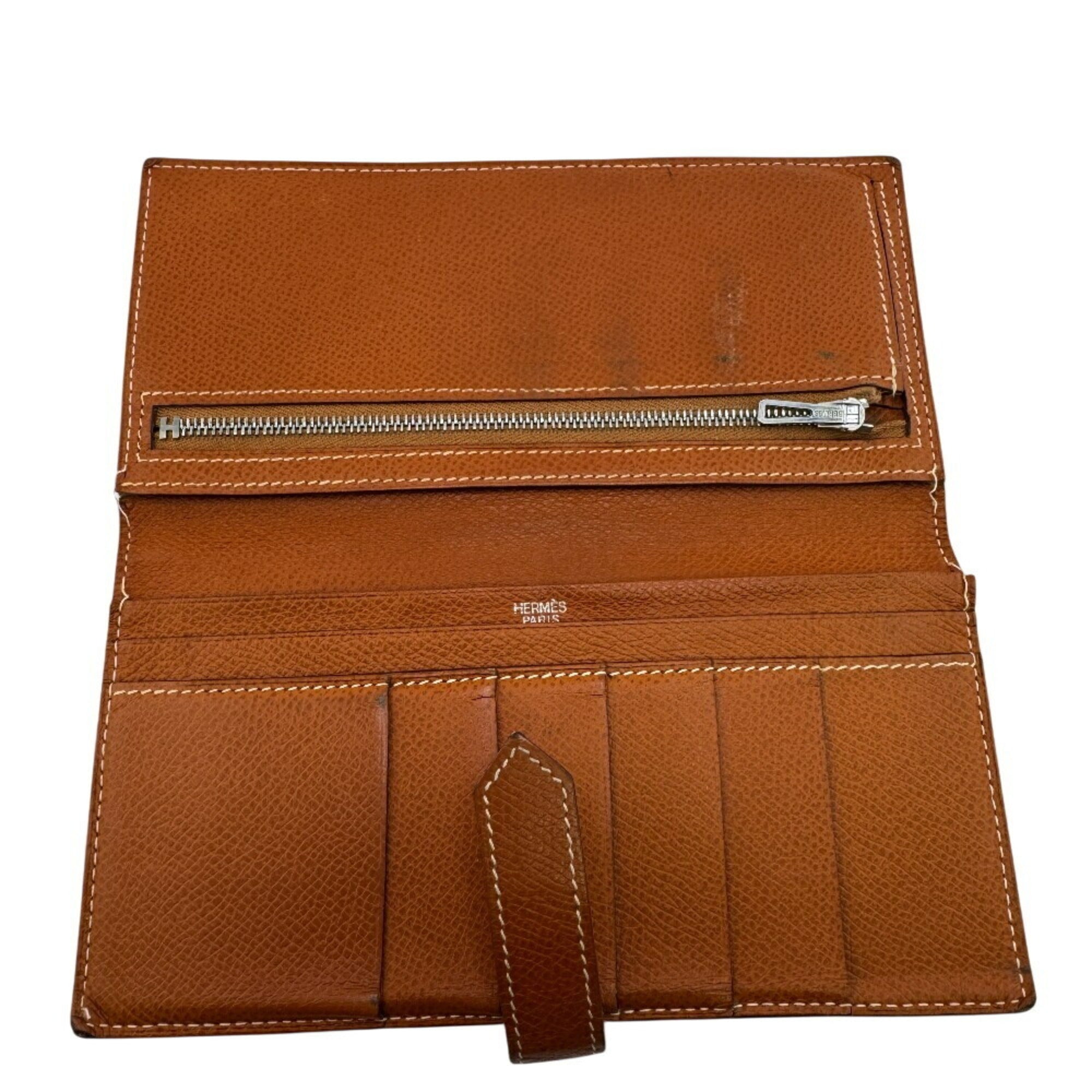 Hermes Brown Leather Long Wallet (Bi-Fold) (Pre-Owned)