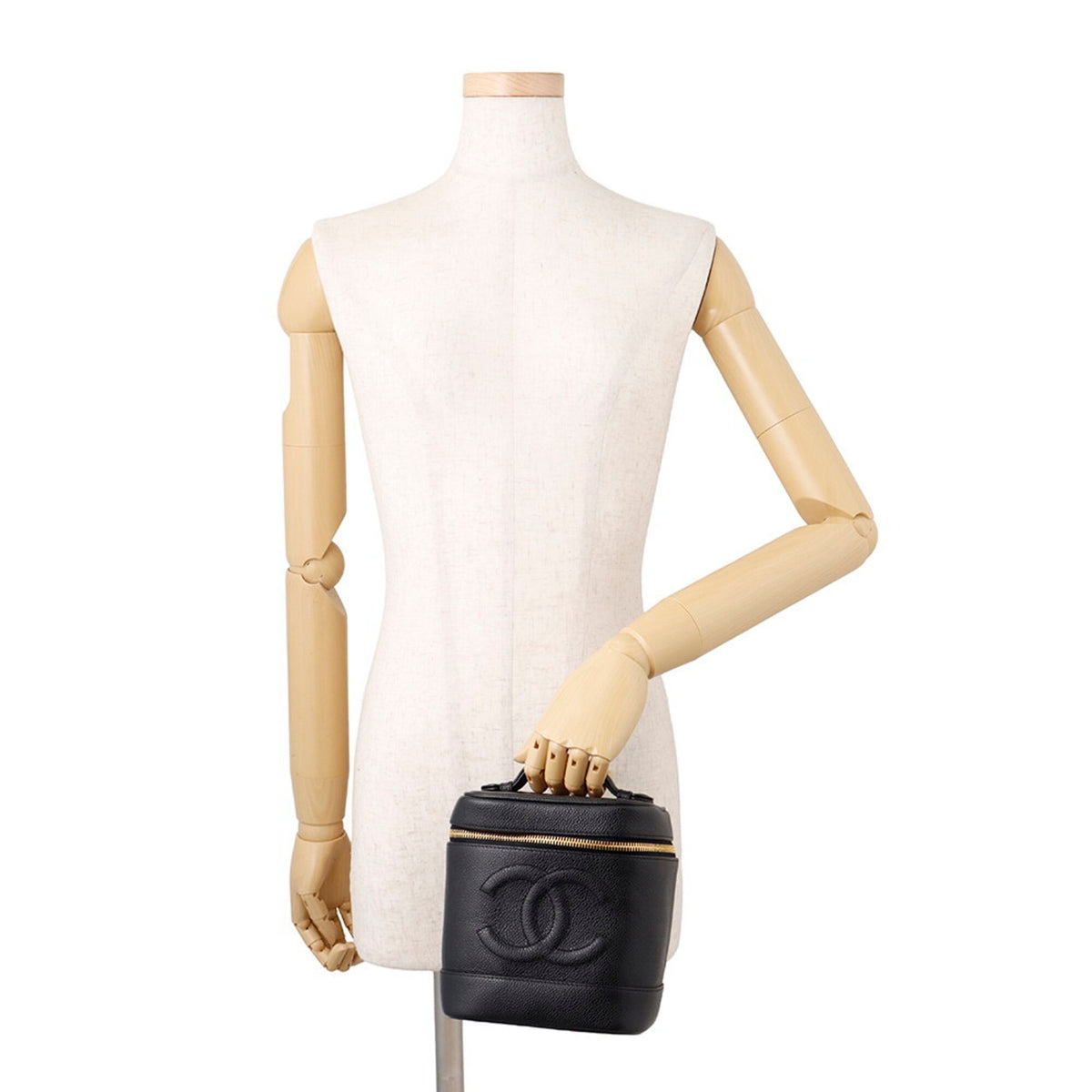 Chanel Black Grained Calfskin Handbag Pouch Vanity Bag (Pre-Owned)
