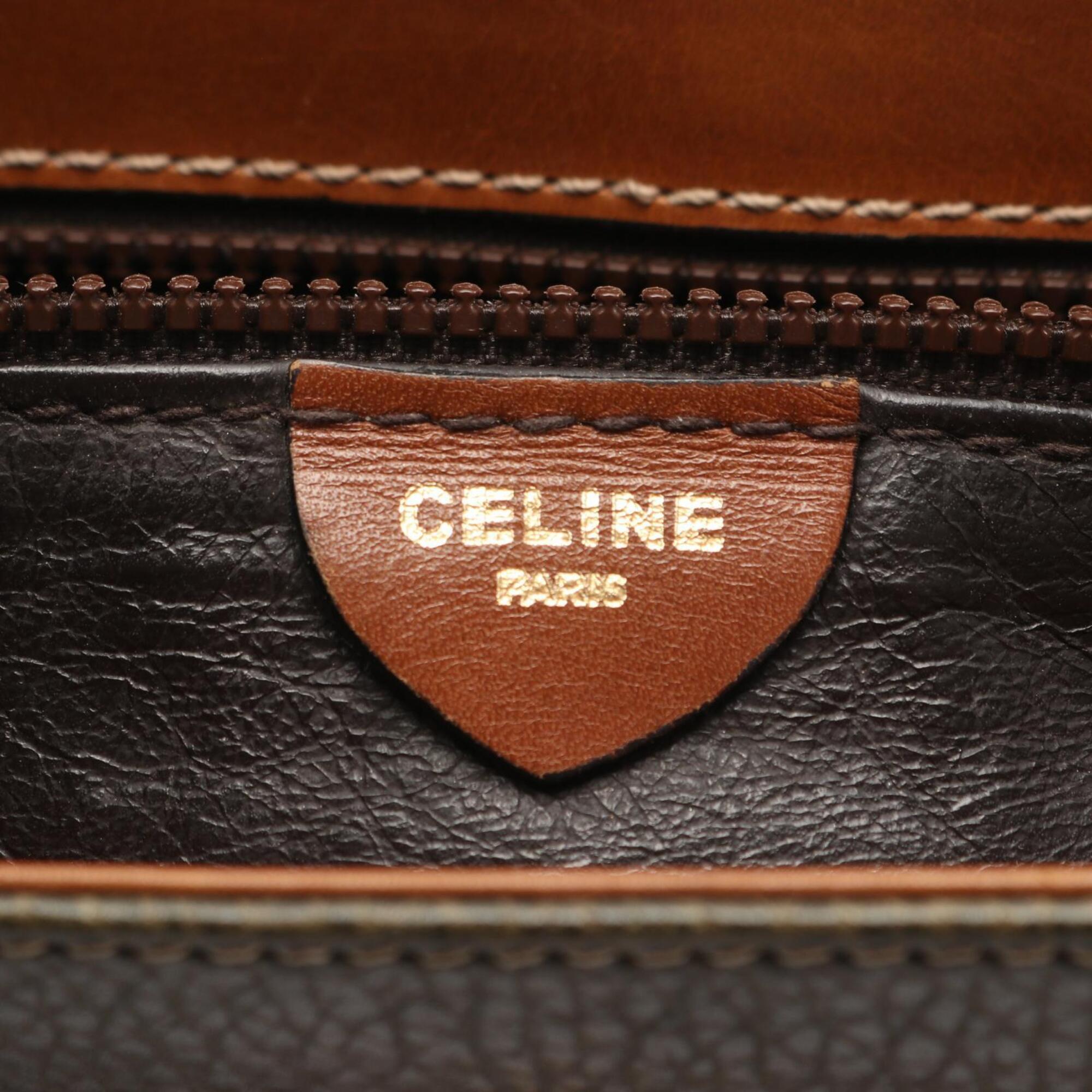 Celine Brown Khaki Leather Handbag Shoulder Bag (Pre-Owned)