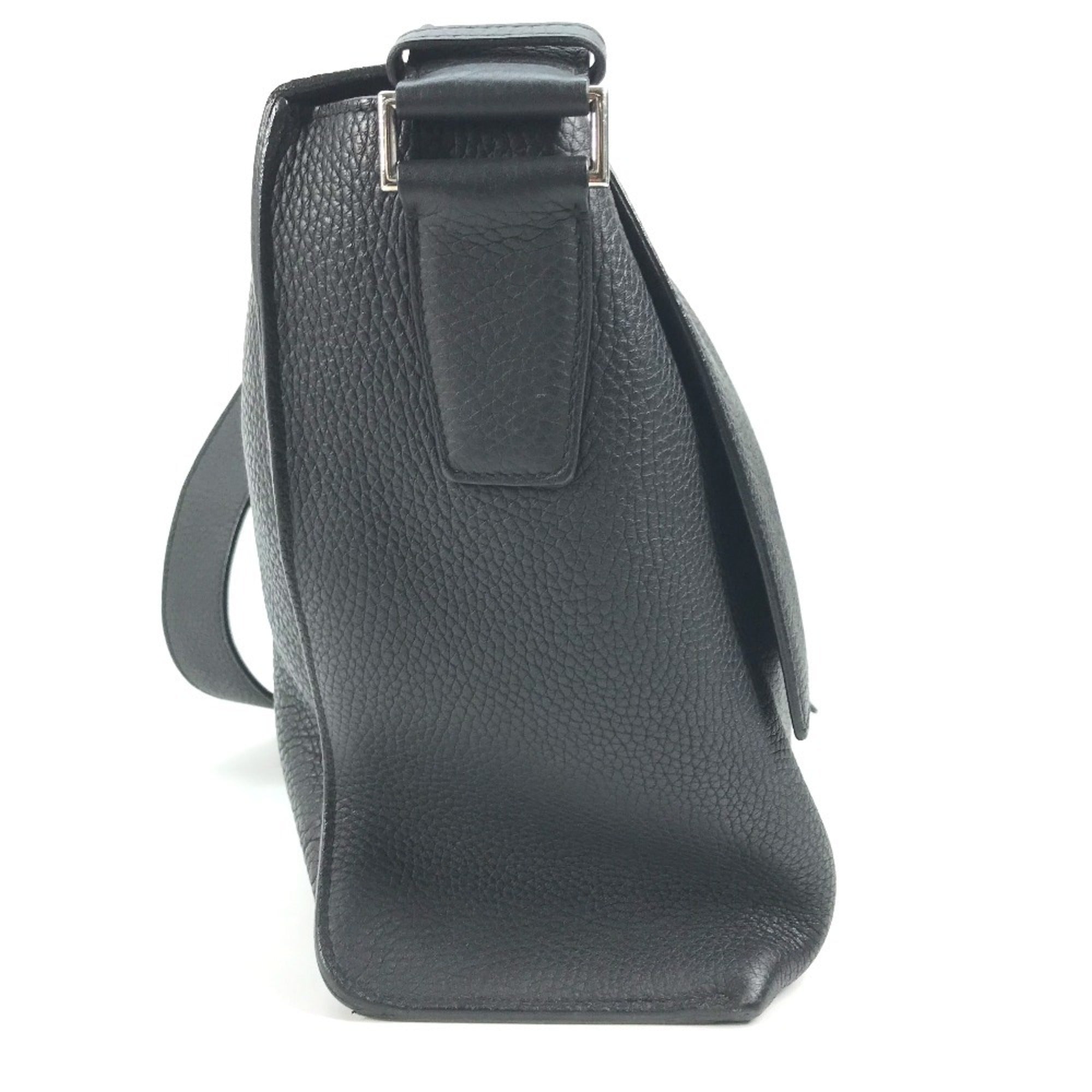 Hermes Black Taurillon Clemence Leather Messenger Bag Shoulder Bag (Pre-Owned)