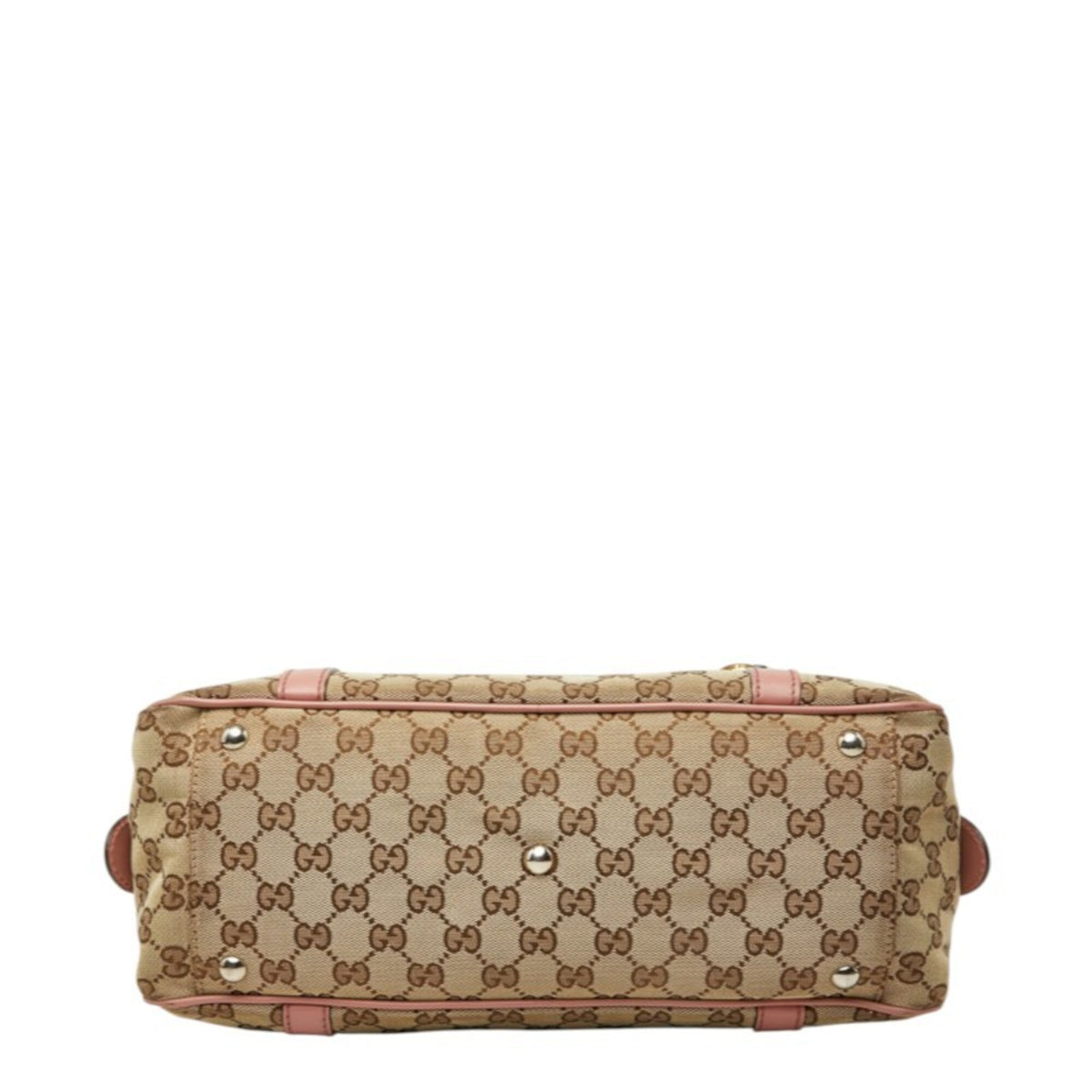 Gucci Beige Pink Canvas Leather Handbag (Pre-Owned)