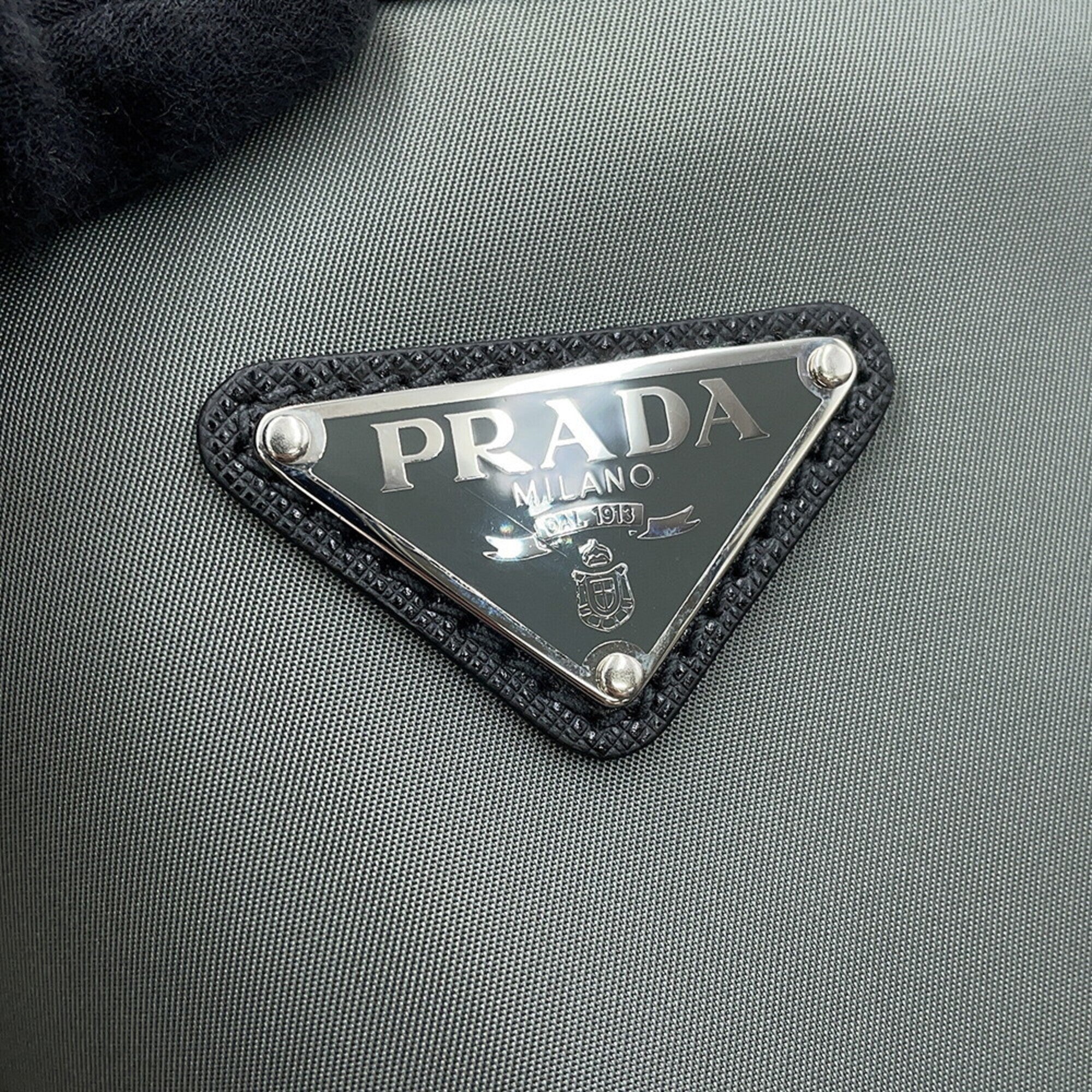 Prada Saffiano Black Gray Nylon Saffiano Handbag Tote Bag (Pre-Owned)
