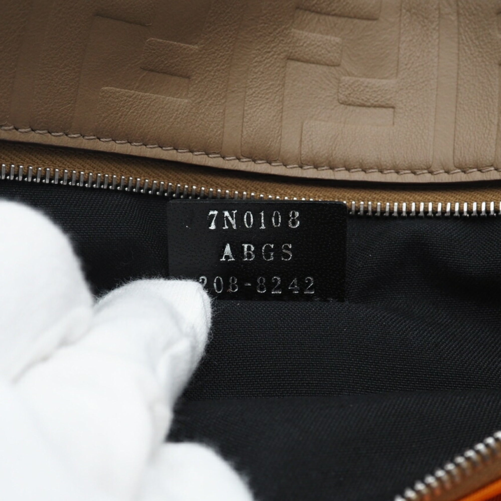 Fendi Brown Orange Nylon Leather Clutch Bag Pouch (Pre-Owned)