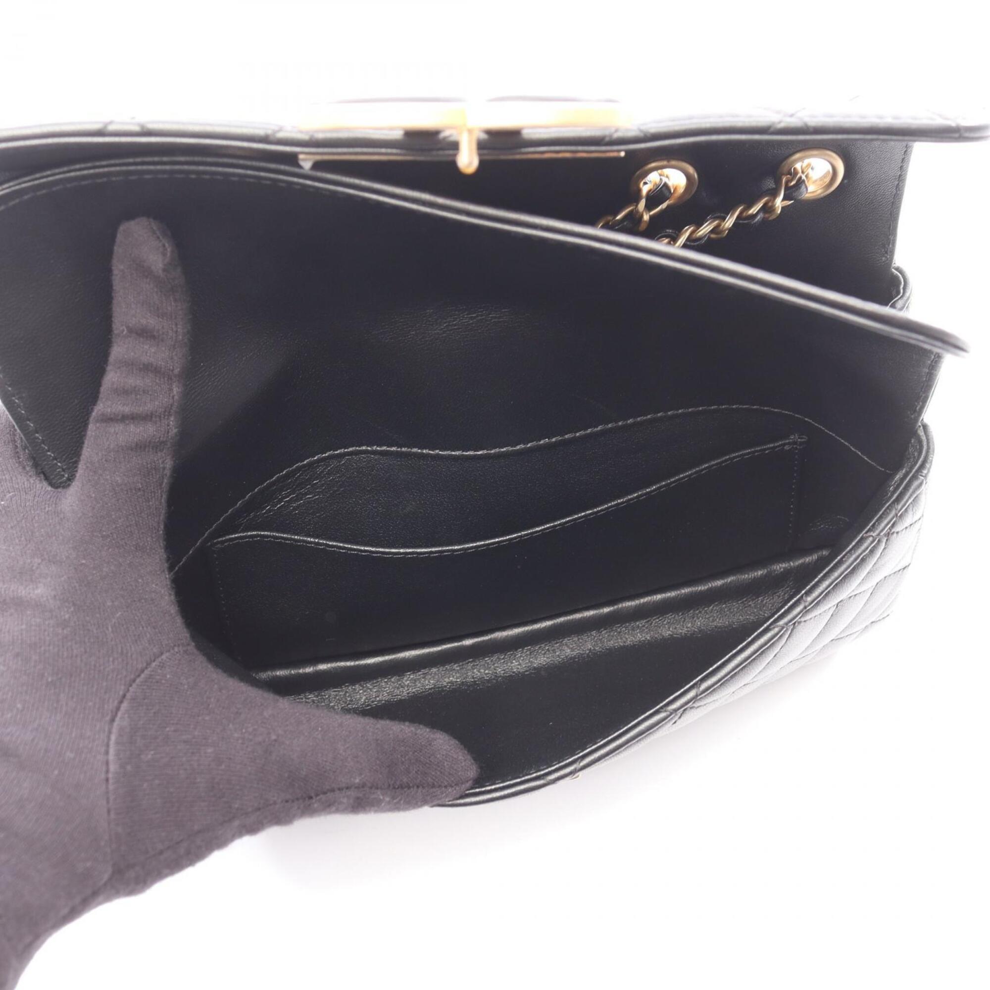 Chanel Black Leather Handbag Shoulder Bag (Pre-Owned)