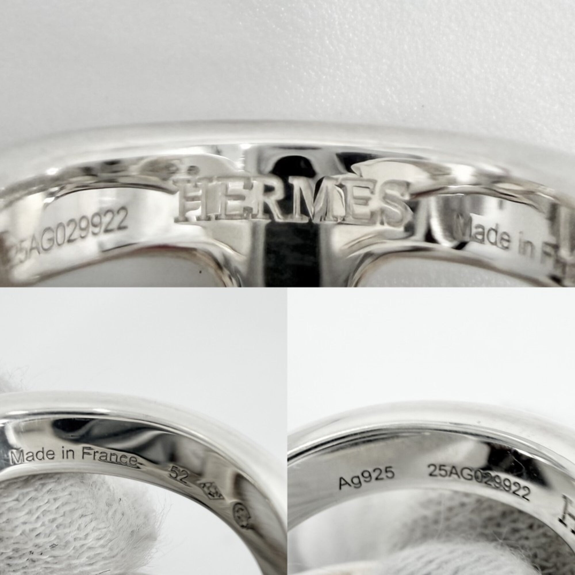Hermes Silver 925 Band Ring (Pre-Owned)