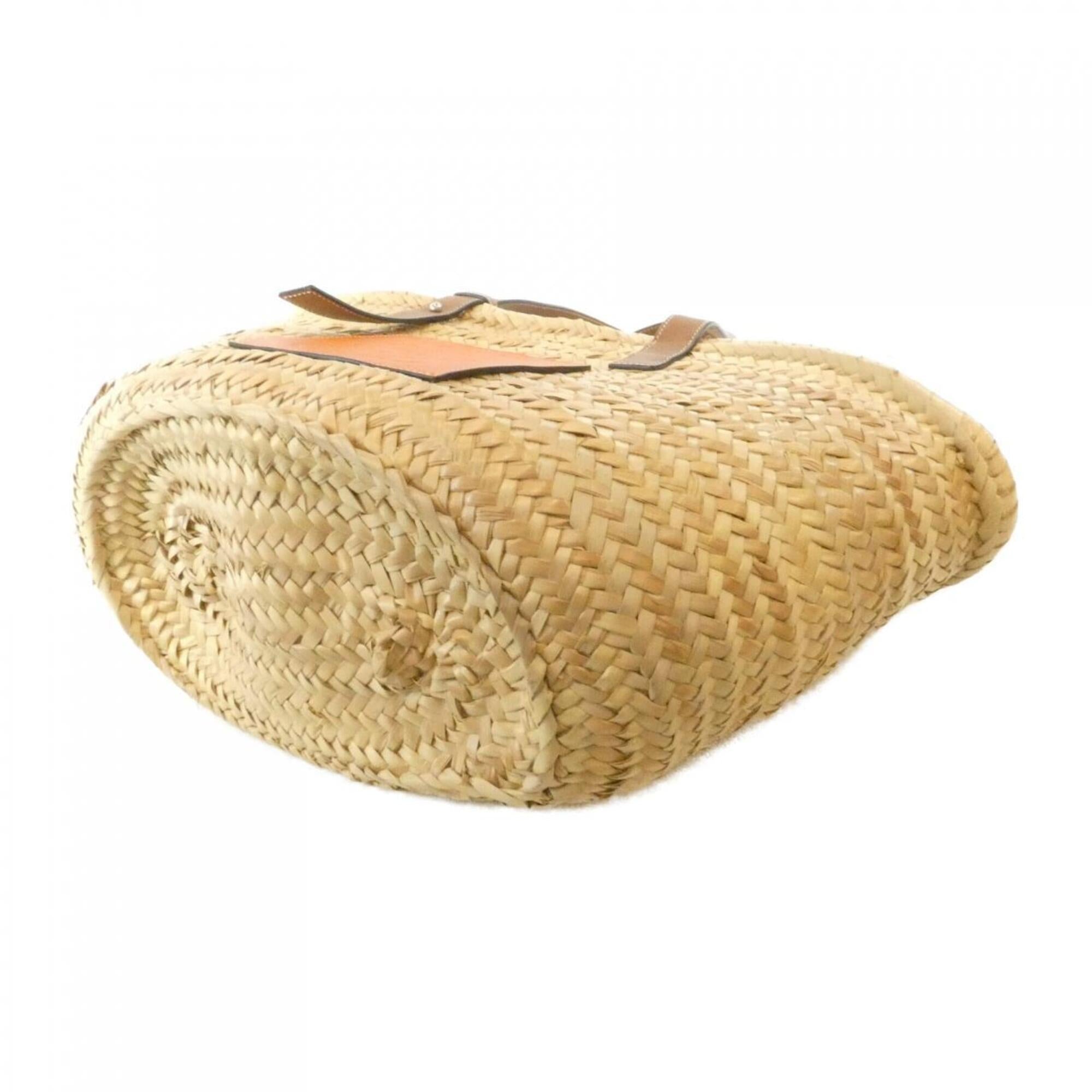 Loewe Beige Orange Raffia Leather Handbag (Pre-Owned)