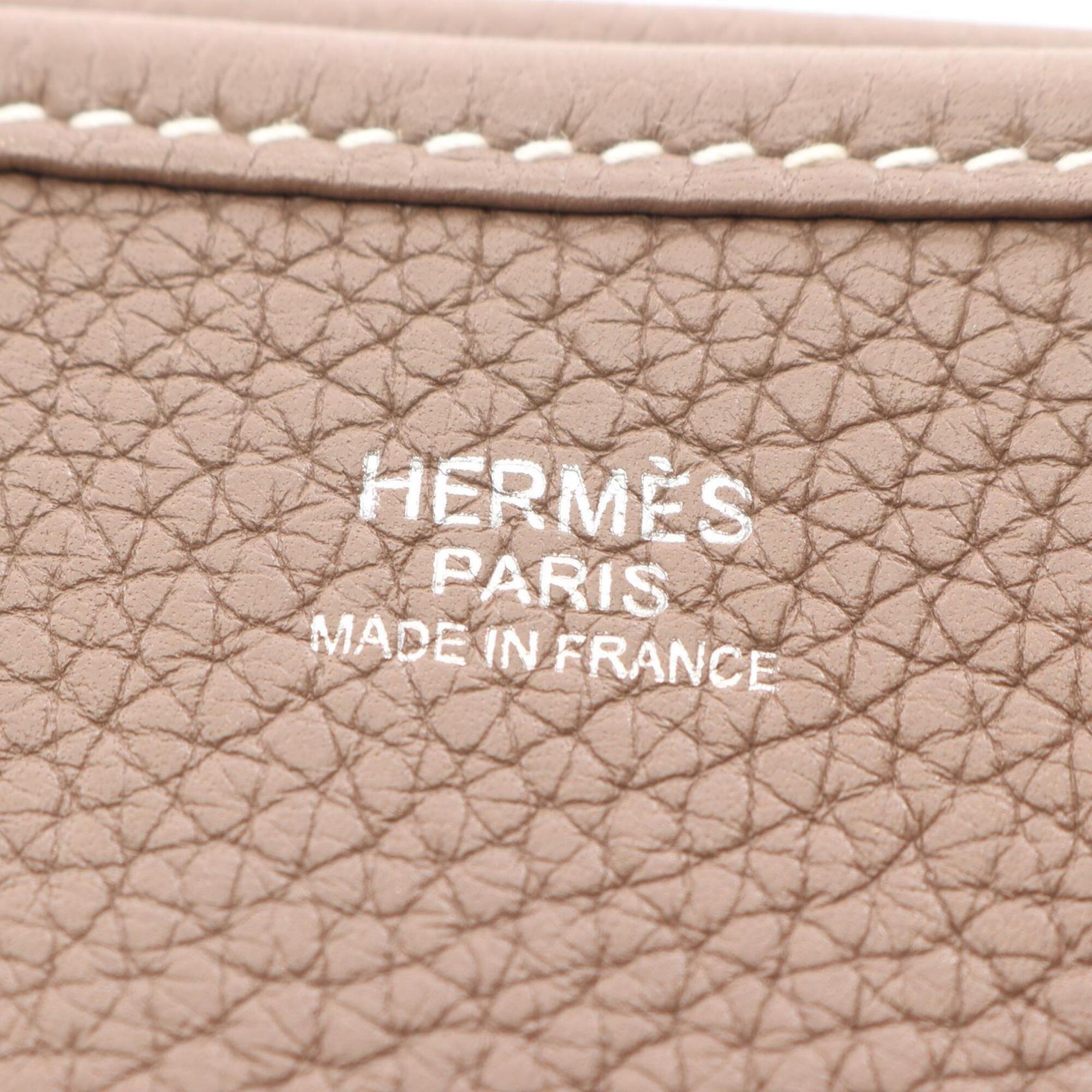 Hermes Etoupe Gray Gray Taurillon Clemence Leather Shoulder Bag (Pre-Owned)