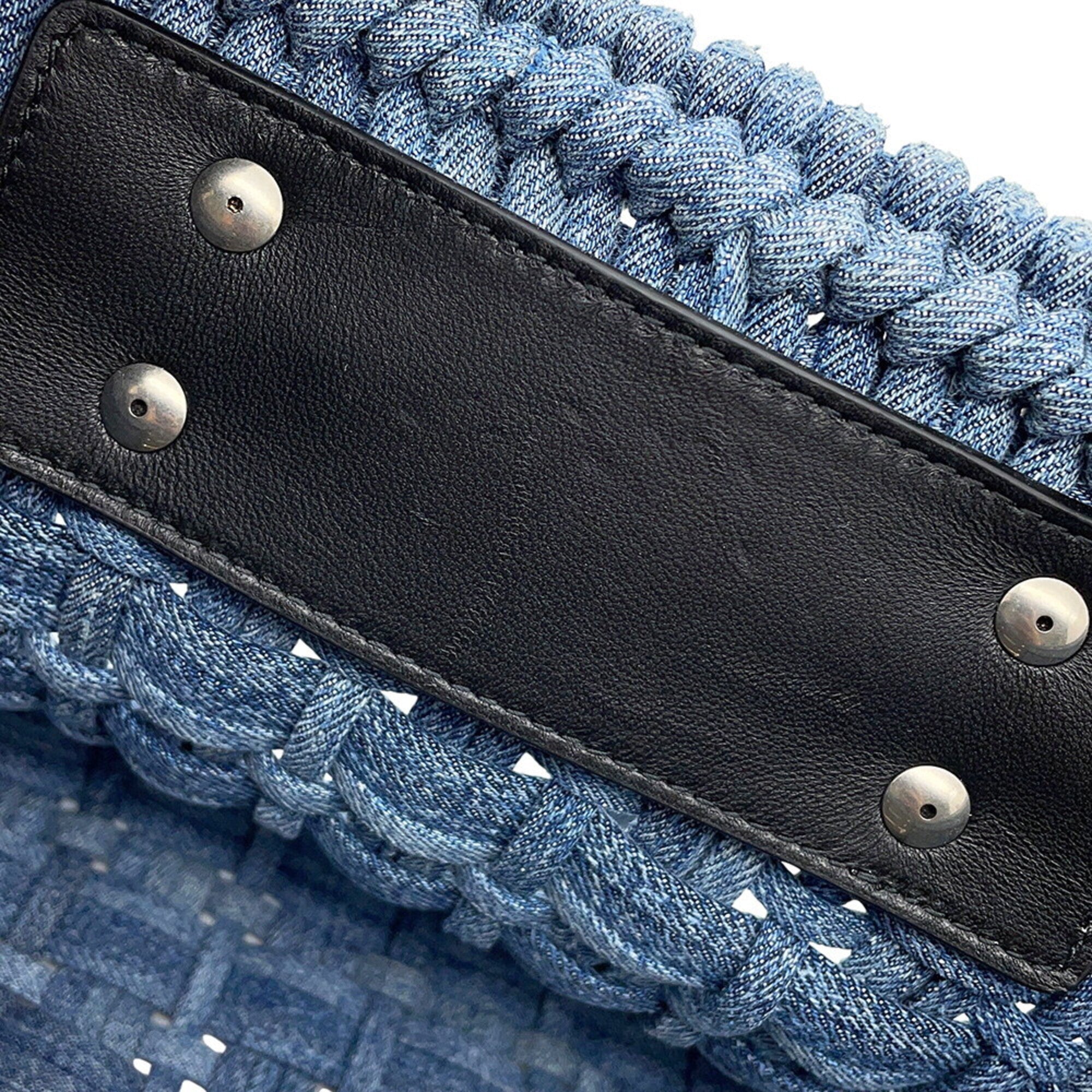 Balenciaga Blue Denim Basket Handbag Shoulder Bag (Pre-Owned)