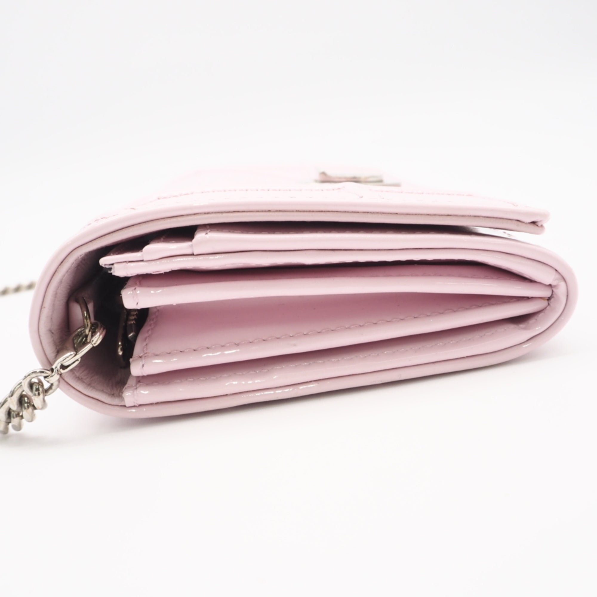 Christian Dior Pink Leather Chain/Shoulder Wallet (Pre-Owned)